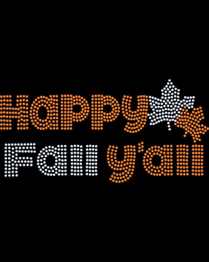 Happy Fall Y'all Bling Apparel – Ladies V-Neck Tee, Unisex Crewneck, Ladies Long Sleeve V-Neck Shirt, Unisex Sweatshirt