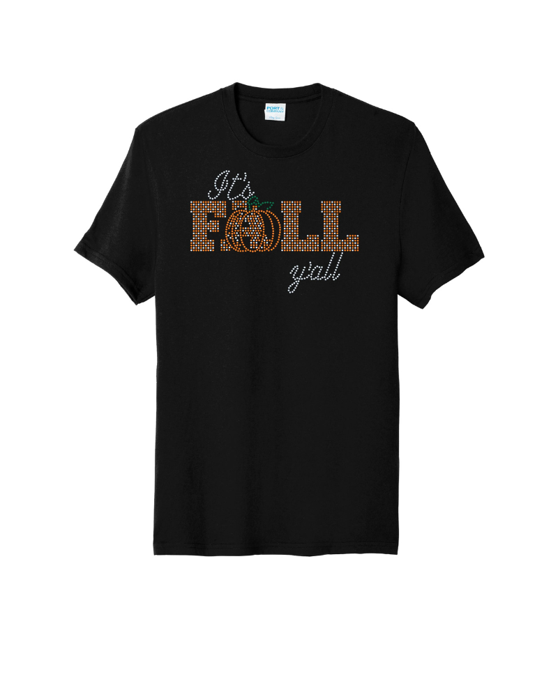 It's Fall Y'all Bling Apparel – Ladies V-Neck Tee, Unisex Crewneck, Ladies Long Sleeve V-Neck Shirt, Unisex Sweatshirt