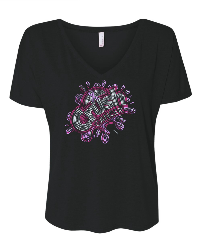 Crush Breast Cancer Awareness Apparel – Ladies V-Neck Tee, Unisex Crewneck, Ladies Long Sleeve V-Neck Shirt, Unisex Sweatshirt