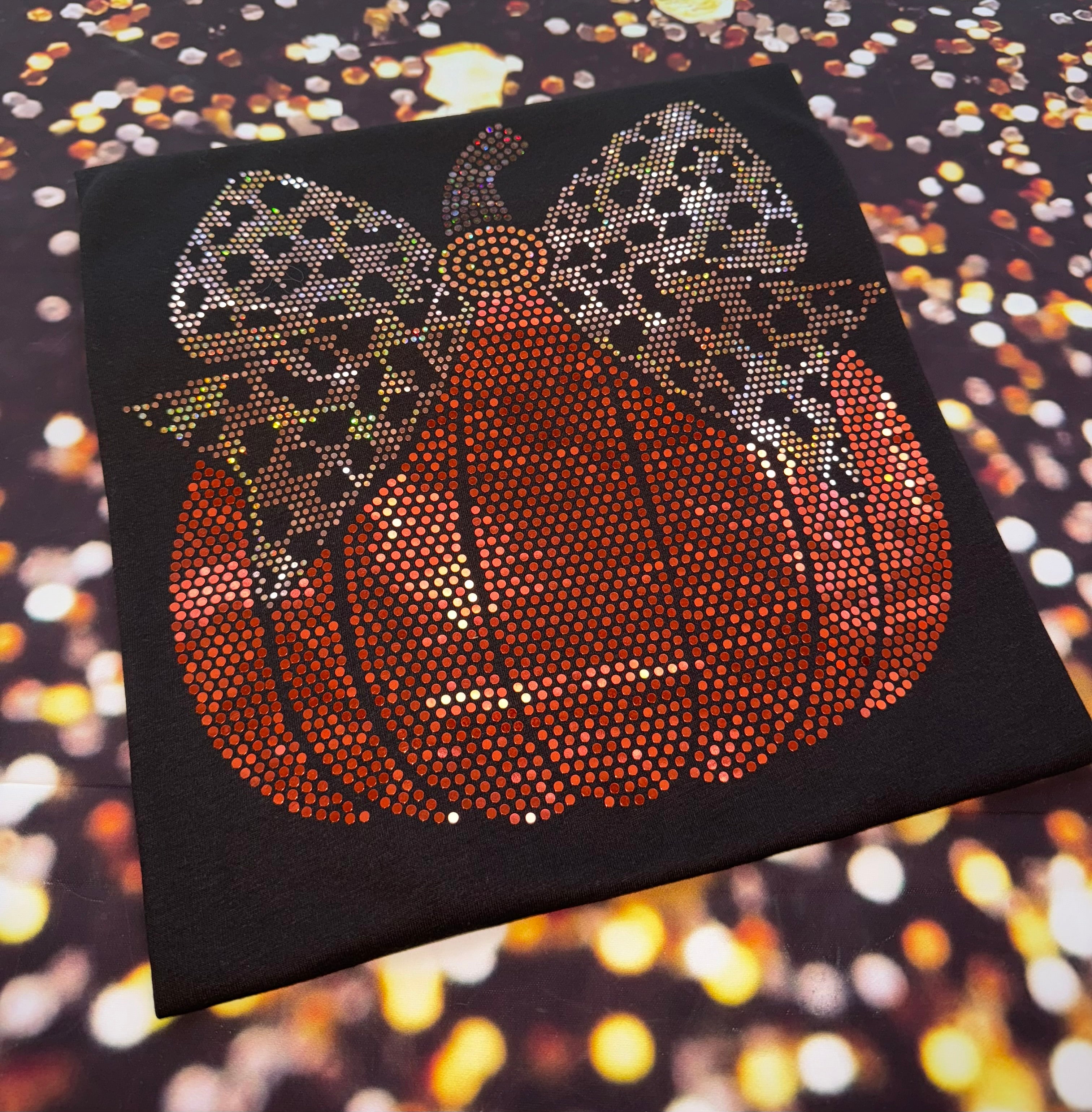 Pumpkin Sparkle Fall Bling Apparel – Ladies V-Neck Tee, Unisex Crewneck, Ladies Long Sleeve V-Neck Shirt, Unisex Sweatshirt