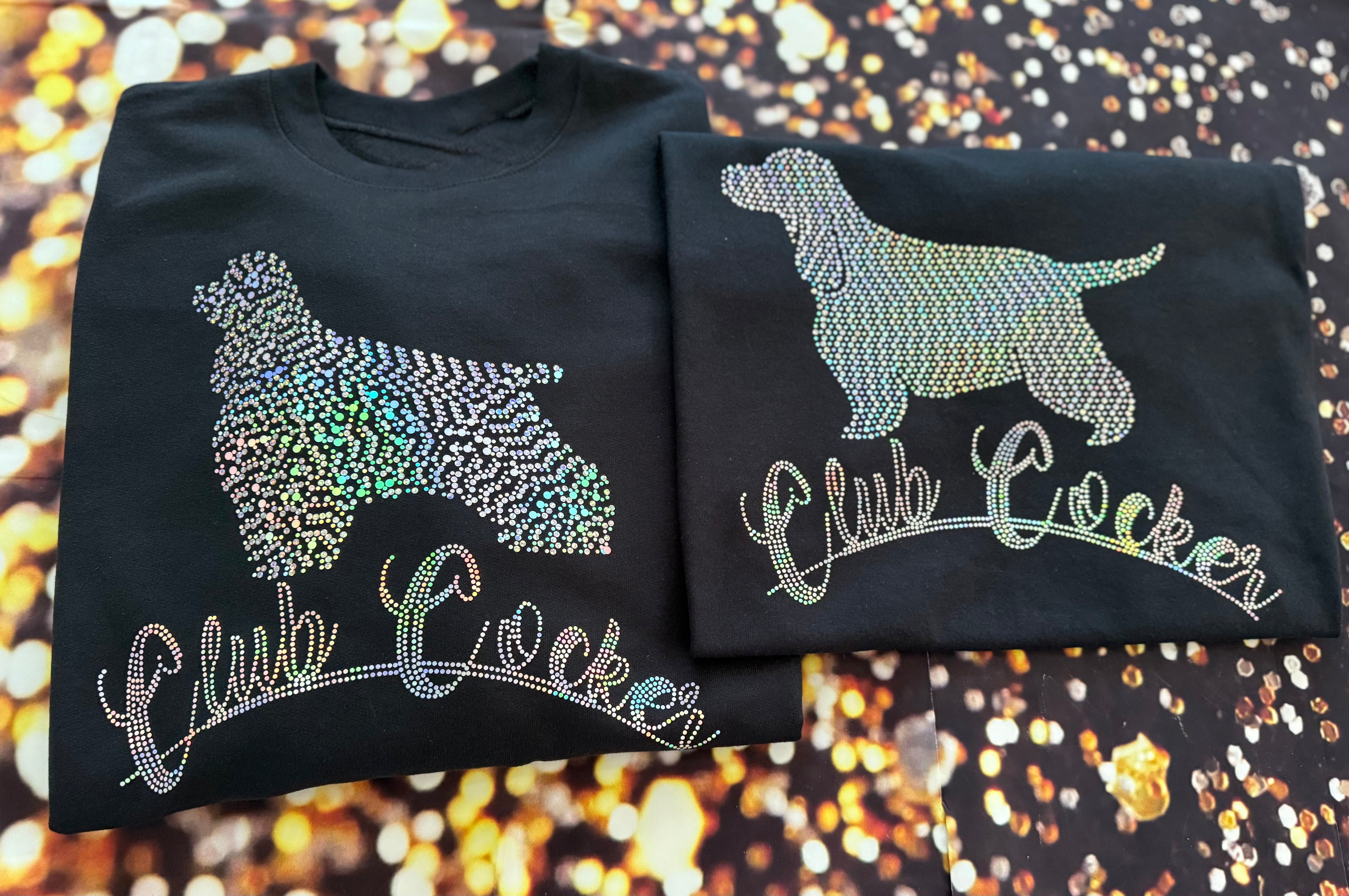 English Cocker Spaniel Club Cocker Dog Mom Bling Apparel – Ladies V-Neck Tee, Unisex Crewneck, Ladies Long Sleeve V-Neck Shirt, Unisex Sweatshirt