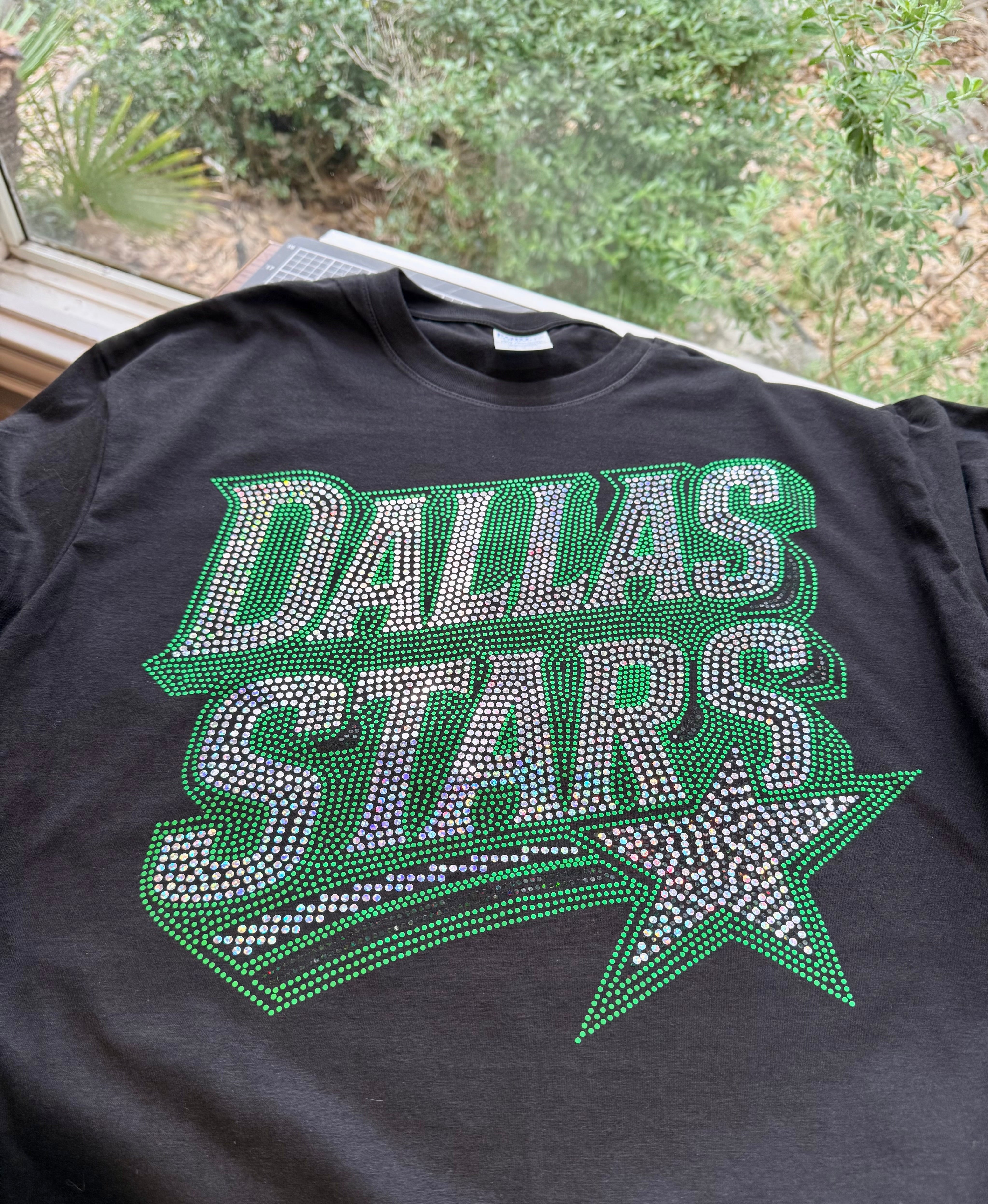 Dallas Stars Bling Tee, Hockey Bling T-Shirt, Dallas Hockey, Optional Personalization Name & Number Tee! - Stitch N Bling