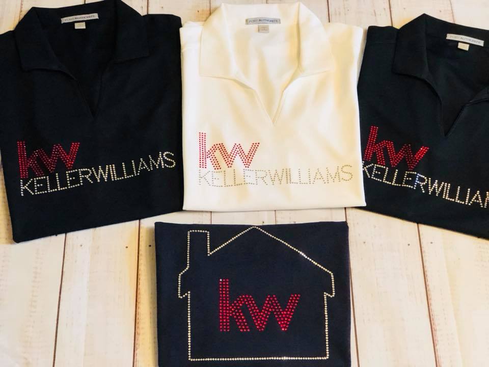 KW House Real Estate Bling Tee, REALTOR Bling Tee / REALTOR Work Tee Sparkly Spangle Collared Tee / Polo Option - Stitch N Bling