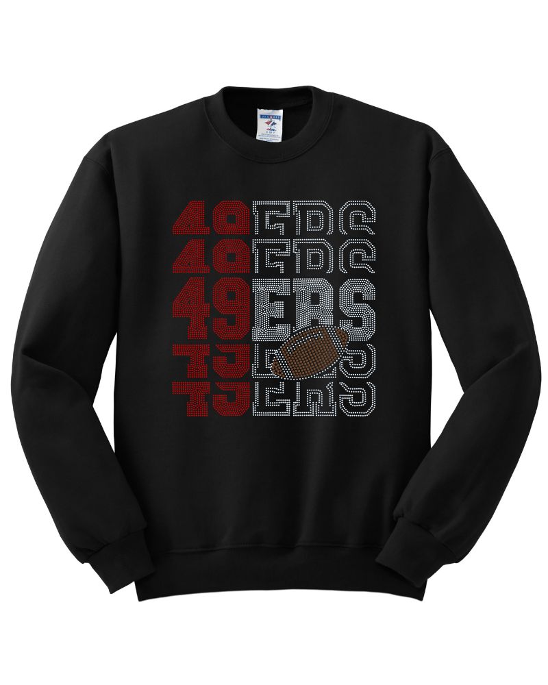 San Francisco 49ers Football Bling Apparel – Ladies V-Neck Tee, Unisex Crewneck, Ladies Long Sleeve V-Neck Shirt, Unisex Sweatshirt