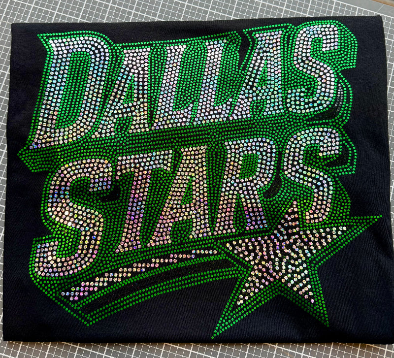 Dallas Stars Bling Tee, Hockey Bling T-Shirt, Dallas Hockey, Optional Personalization Name & Number Tee! - Stitch N Bling
