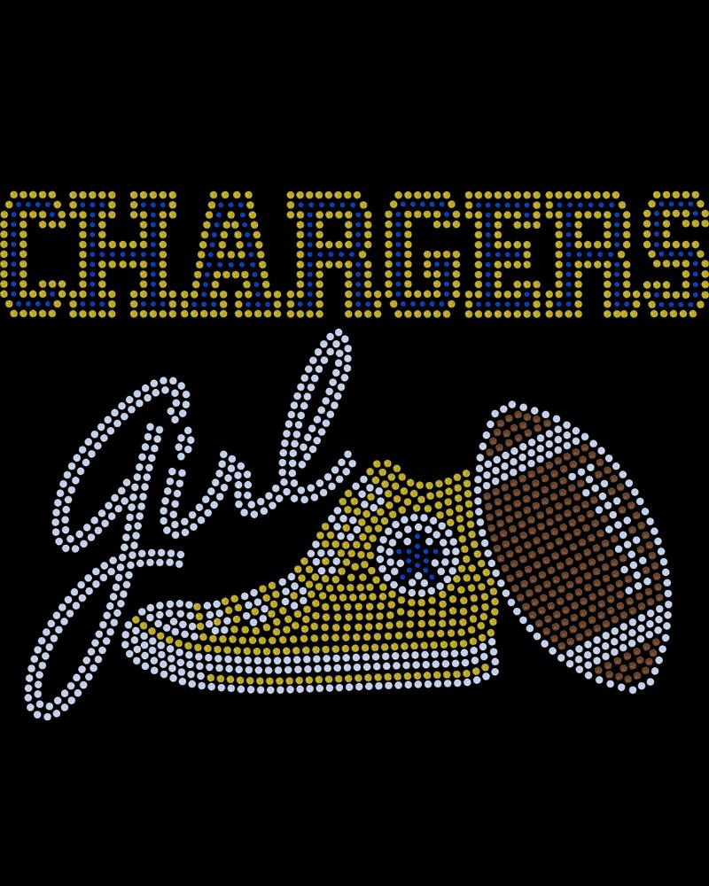 Los Angeles Chargers Girl Tennis Shoe Bling Apparel – Ladies V-Neck Tee, Unisex Crewneck, Ladies Long Sleeve V-Neck Shirt, Unisex Sweatshirt