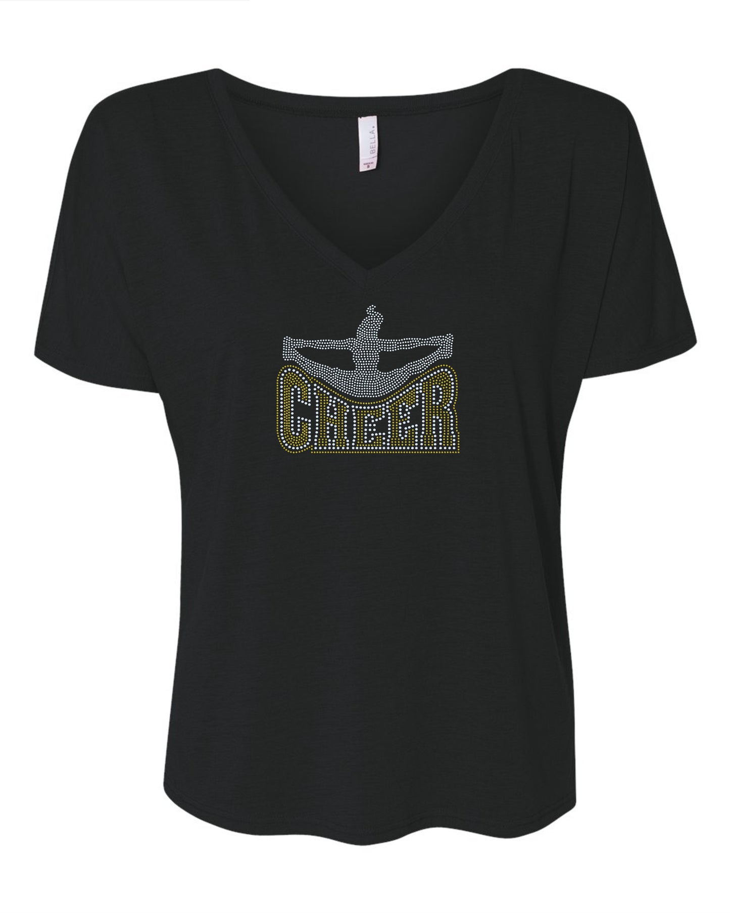 Cheer Jump Bling Tee for Adult or Youth! / Cheer Sparkle Design / Cheer Tank, Tee or Sweatshirt! Choose the color of bling! - Stitch N Bling