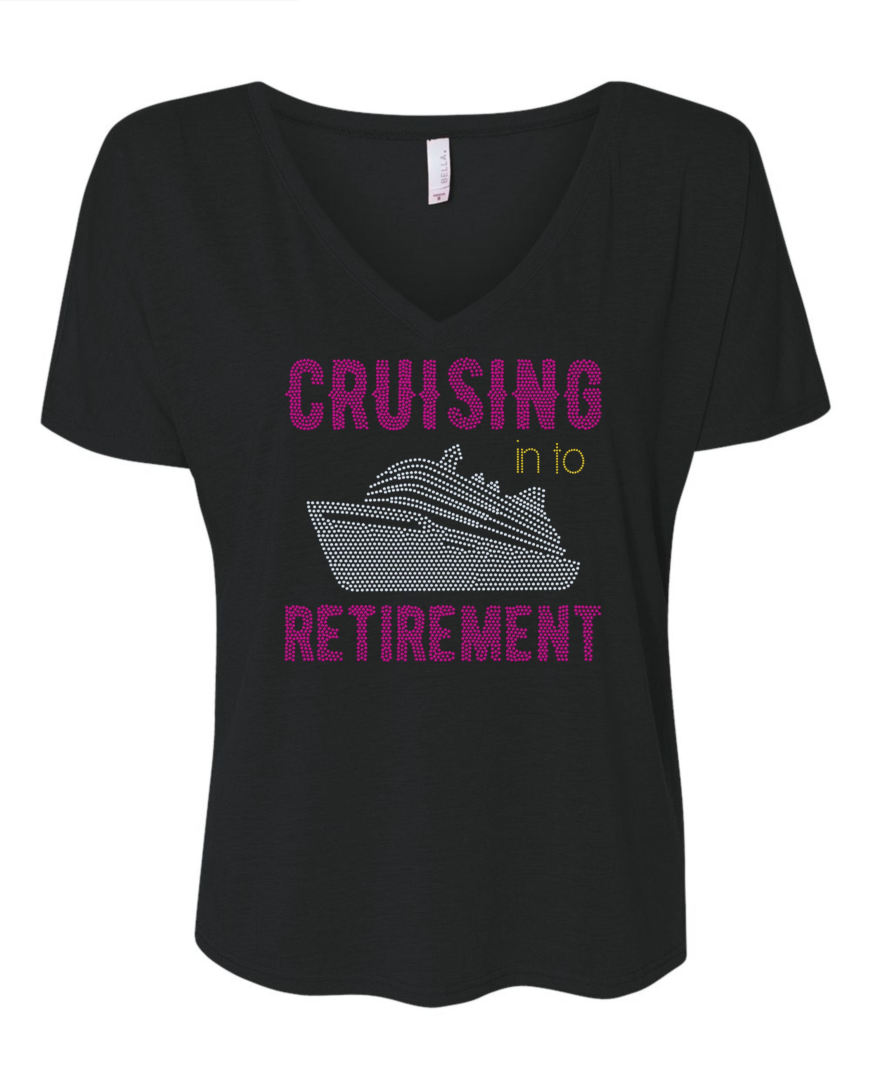 Cruising in to Retirement Bling Tee / Vacation Tee / Retirement Tee - Stitch N Bling