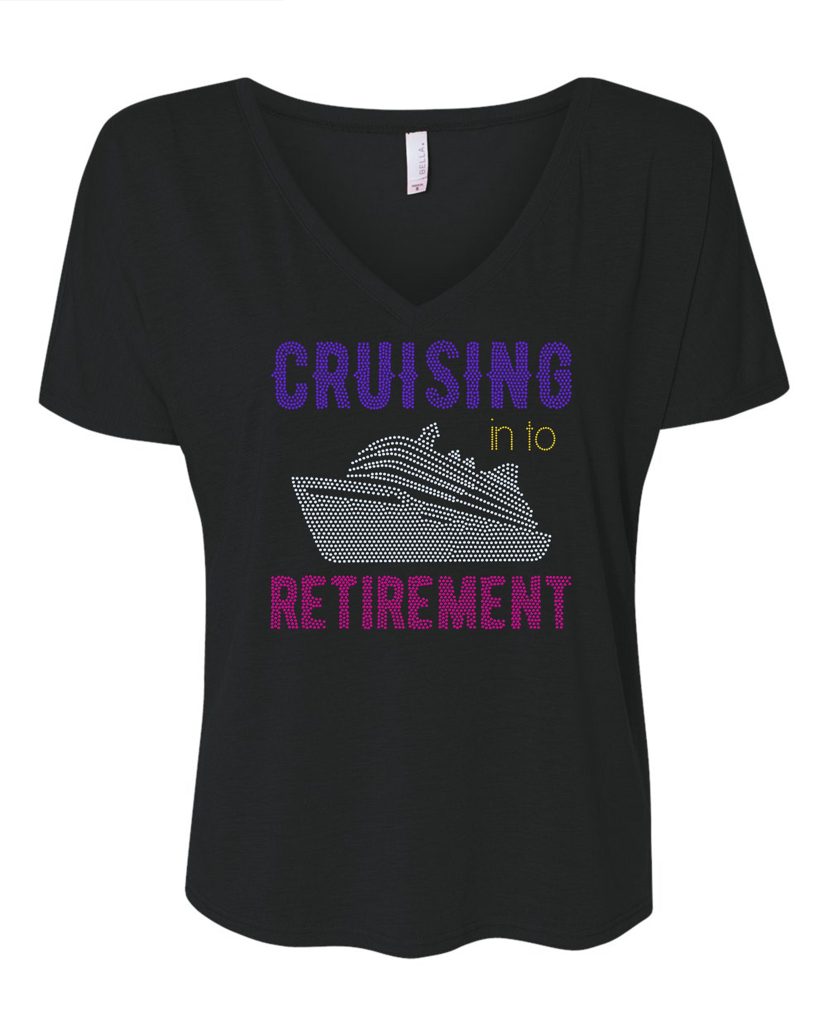 Cruising in to Retirement Bling Tee / Vacation Tee / Retirement Tee - Stitch N Bling