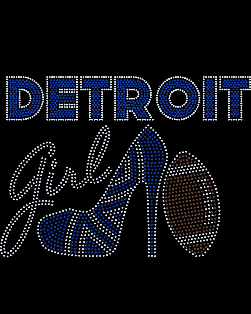 Detroit Girl High Heel Football Bling Apparel – Ladies V-Neck Tee, Unisex Crewneck, Ladies Long Sleeve V-Neck Shirt, Unisex Sweatshirt