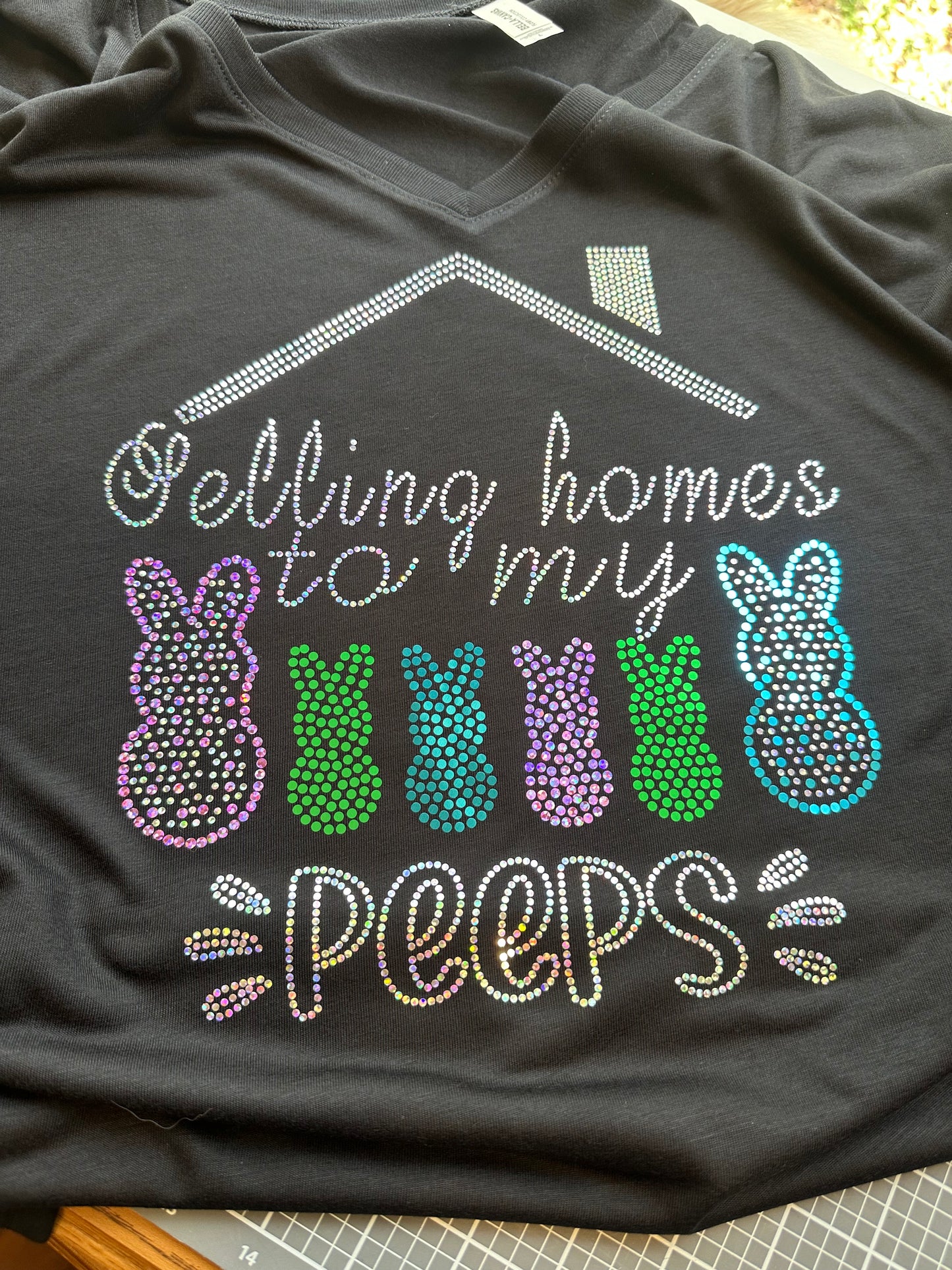 Selling Homes to My Peeps! Easter Real Estate Bling Tee / REALTOR Work Tee Sparkly Spangle Collared Tee / Bunny Rabbit Holiday Tee/ Polo Option - Stitch N Bling