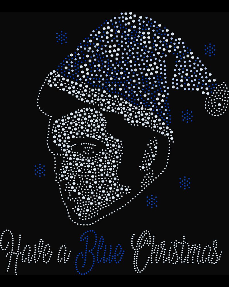 Elvis Santa's Blue Christmas Bling Sparkle Apparel – Ladies V-Neck Tee, Unisex Crewneck, Ladies Long Sleeve V-Neck Shirt, Unisex Sweatshirt