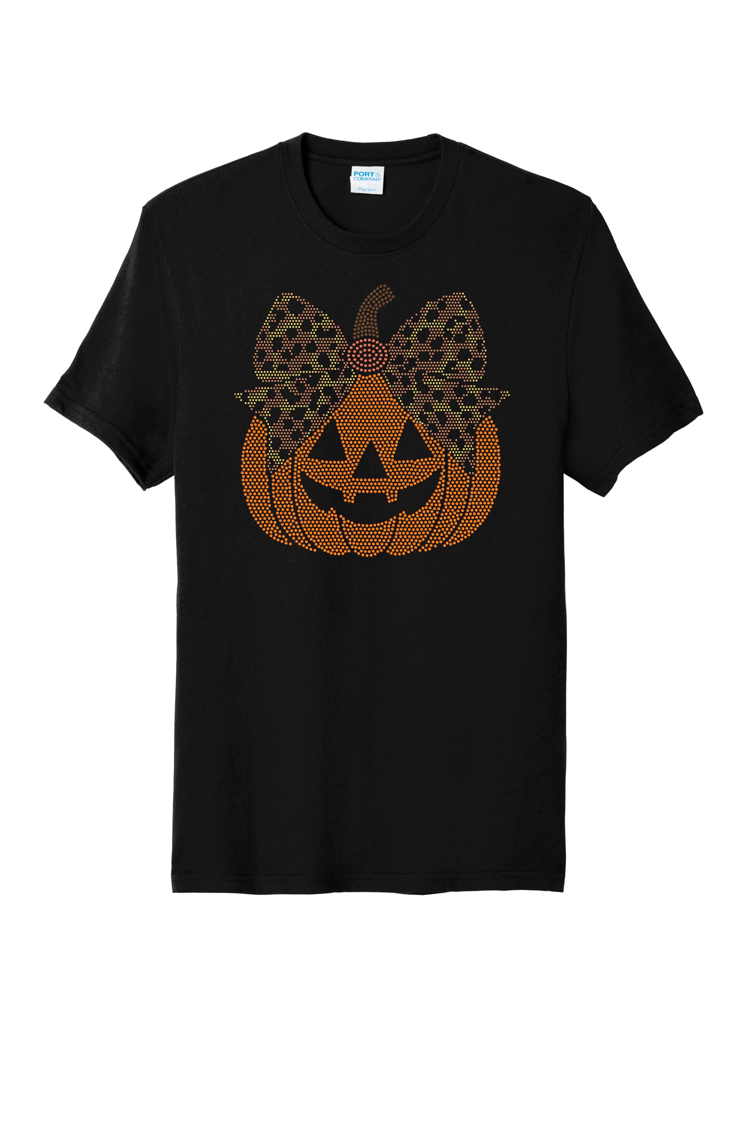 Miss Jack O Lantern Pumpkin Bling Apparel – Ladies V-Neck Tee, Unisex Crewneck, Ladies Long Sleeve V-Neck Shirt, Unisex Sweatshirt