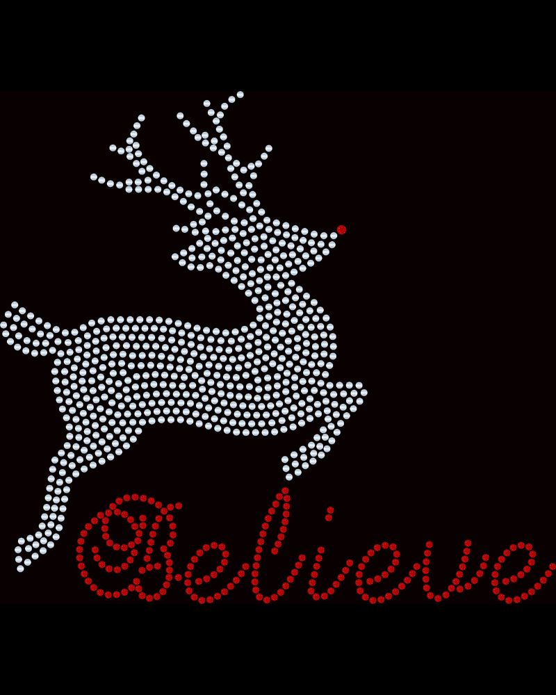 Prancing Reindeer Bling Apparel – Ladies V-Neck Tee, Unisex Crewneck, Ladies Long Sleeve V-Neck Shirt, Unisex Sweatshirt