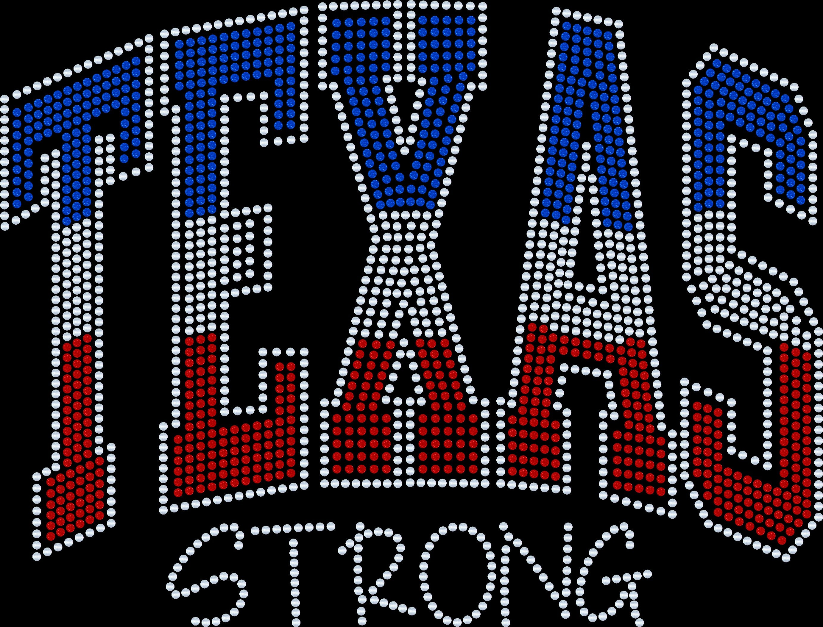 Texas Strong Red White and Blue Bling Shirt/State of Texas Sparkle Tee/ Texas Spirit Tee, Long Sleeve, Sweatshirt - Stitch N Bling