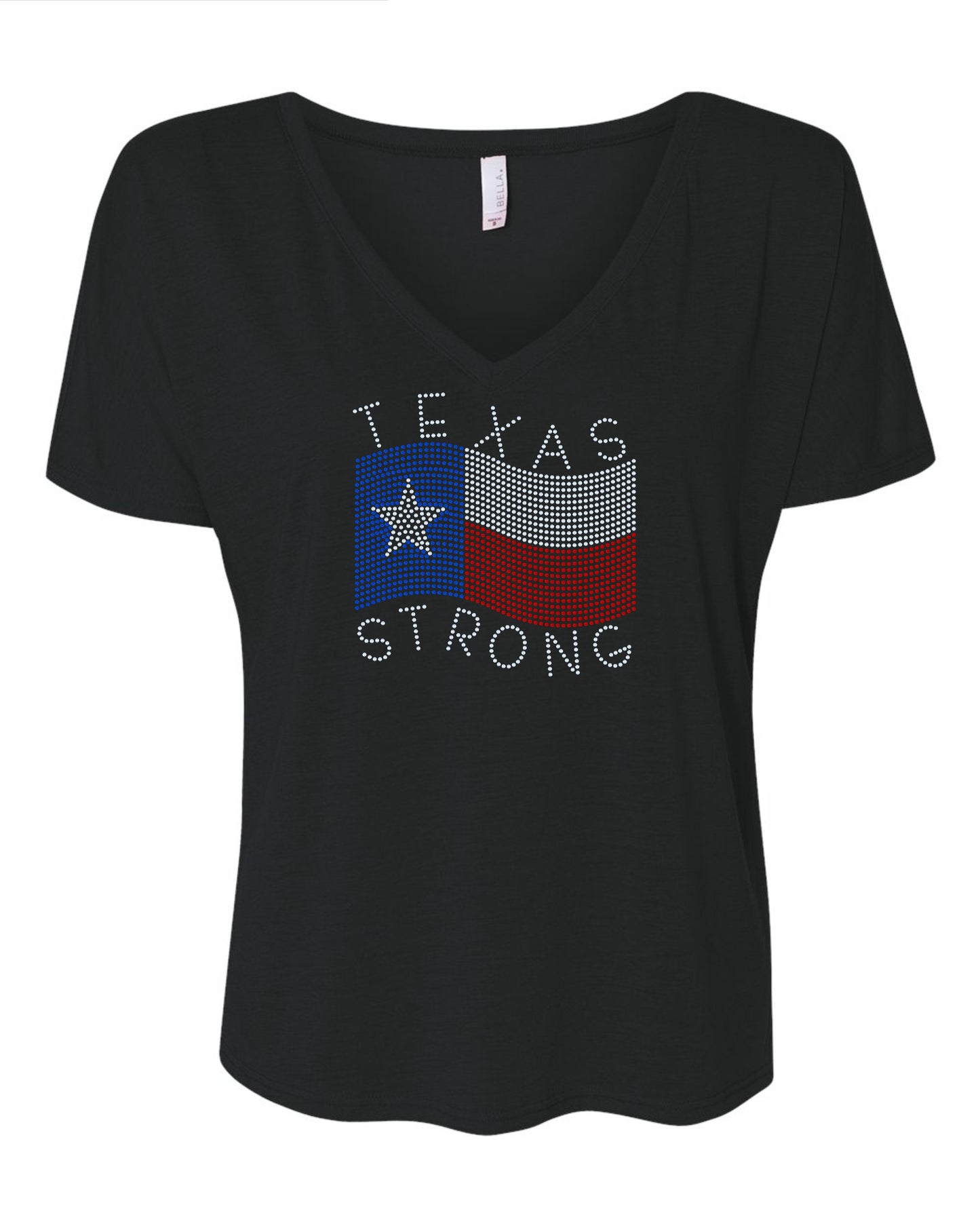 Texas Strong Flag Bling Shirt/State of Texas Sparkle Tee/ Texas Spirit Tee, Long Sleeve, Sweatshirt