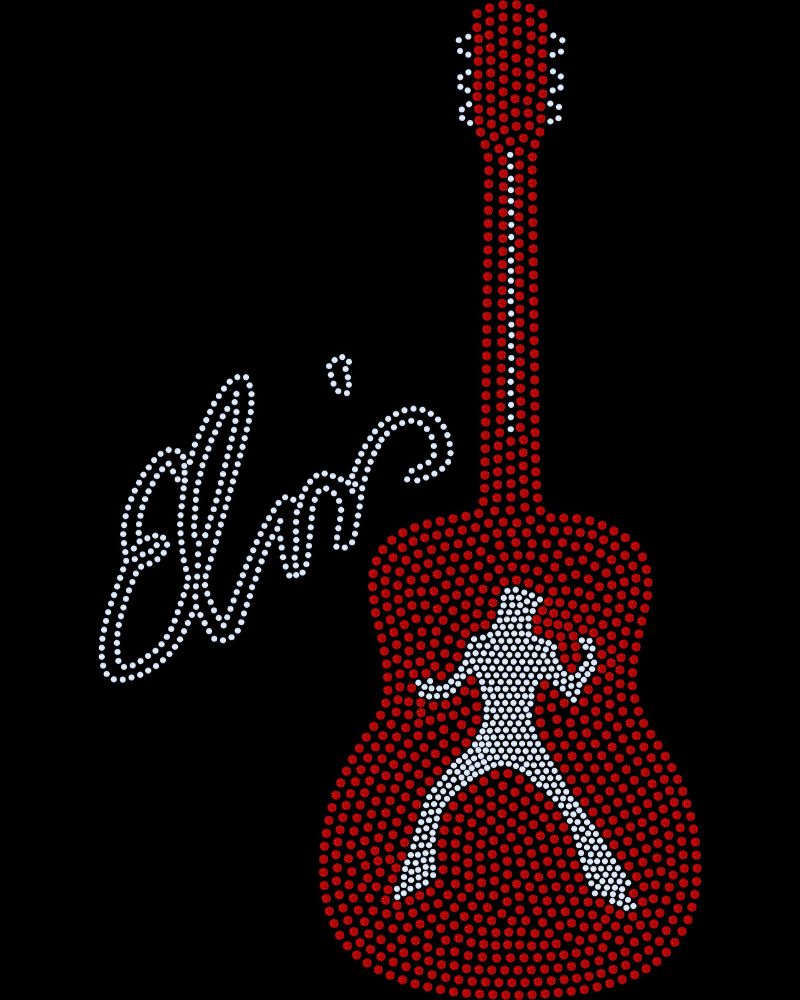 Elvis Presley Rock n Roll Guitar Bling Apparel – Ladies V-Neck Tee, Unisex Crewneck, Ladies Long Sleeve V-Neck Shirt, Unisex Sweatshirt