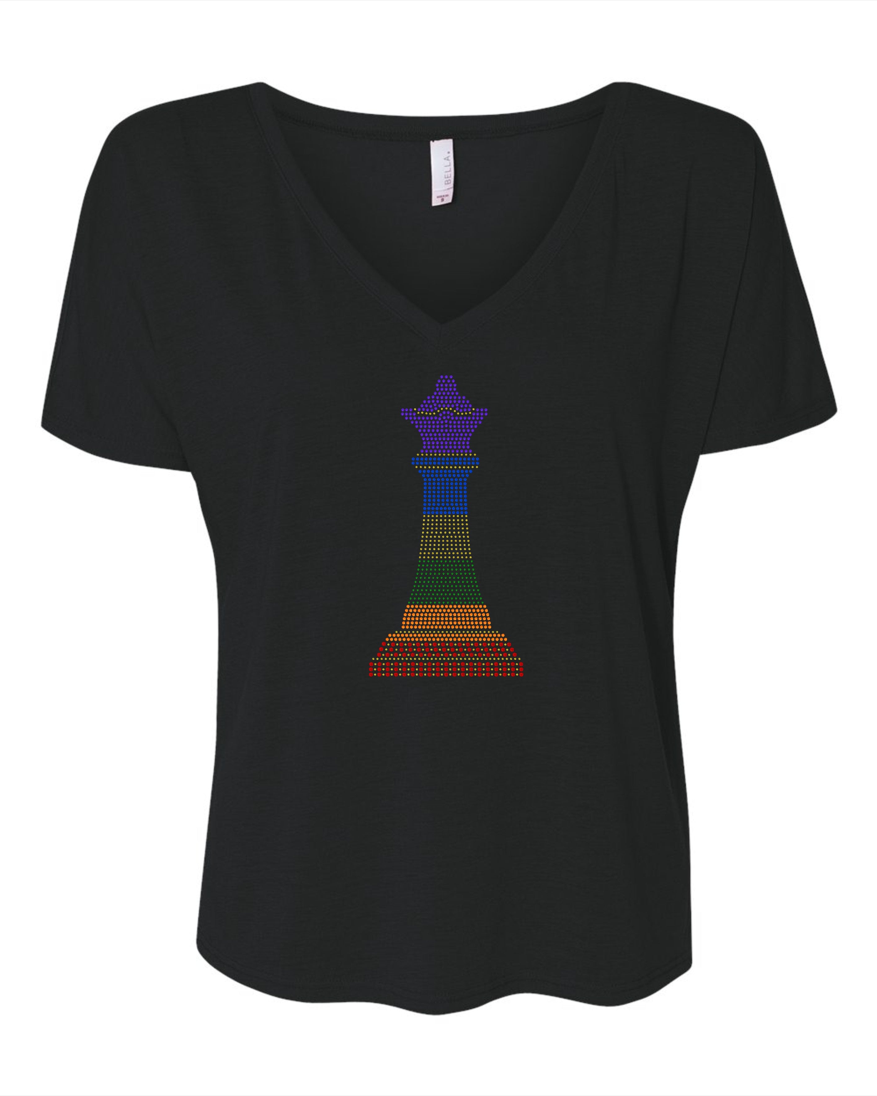 Pride Queen Bling Tee, Sparkling Pride Bling T-Shirt, Pride Chess Piece Tee, Tank or Sweatshirt Available - Stitch N Bling