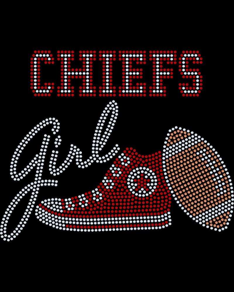 Kansas City Chiefs Girl Football Bling Apparel – Ladies V-Neck Tee, Unisex Crewneck, Ladies Long Sleeve V-Neck Shirt, Unisex Sweatshirt