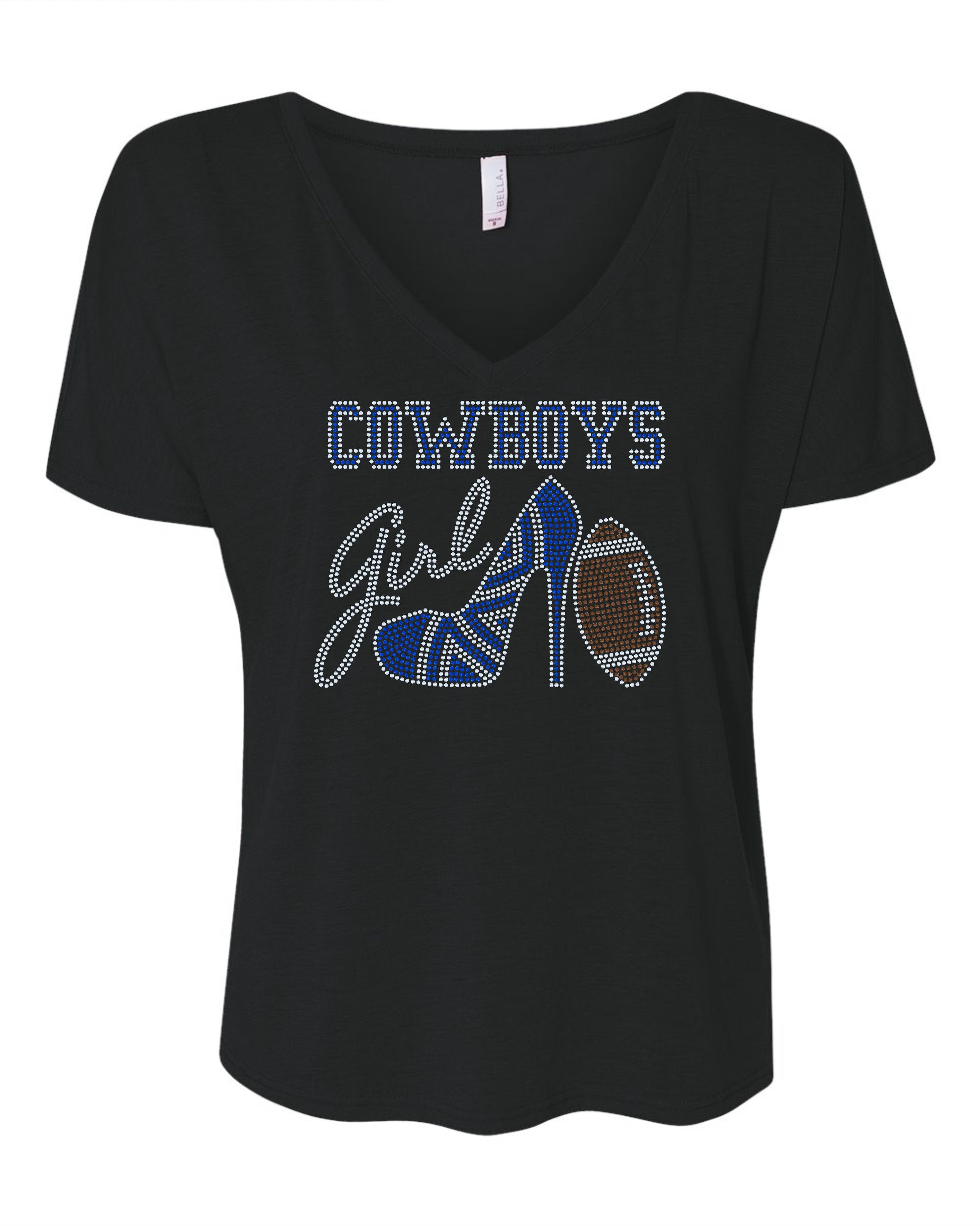 Dallas Cowboys Girl High Heel Bling Apparel – Ladies V-Neck Tee, Unisex Crewneck, Ladies Long Sleeve V-Neck Shirt, Unisex Sweatshirt