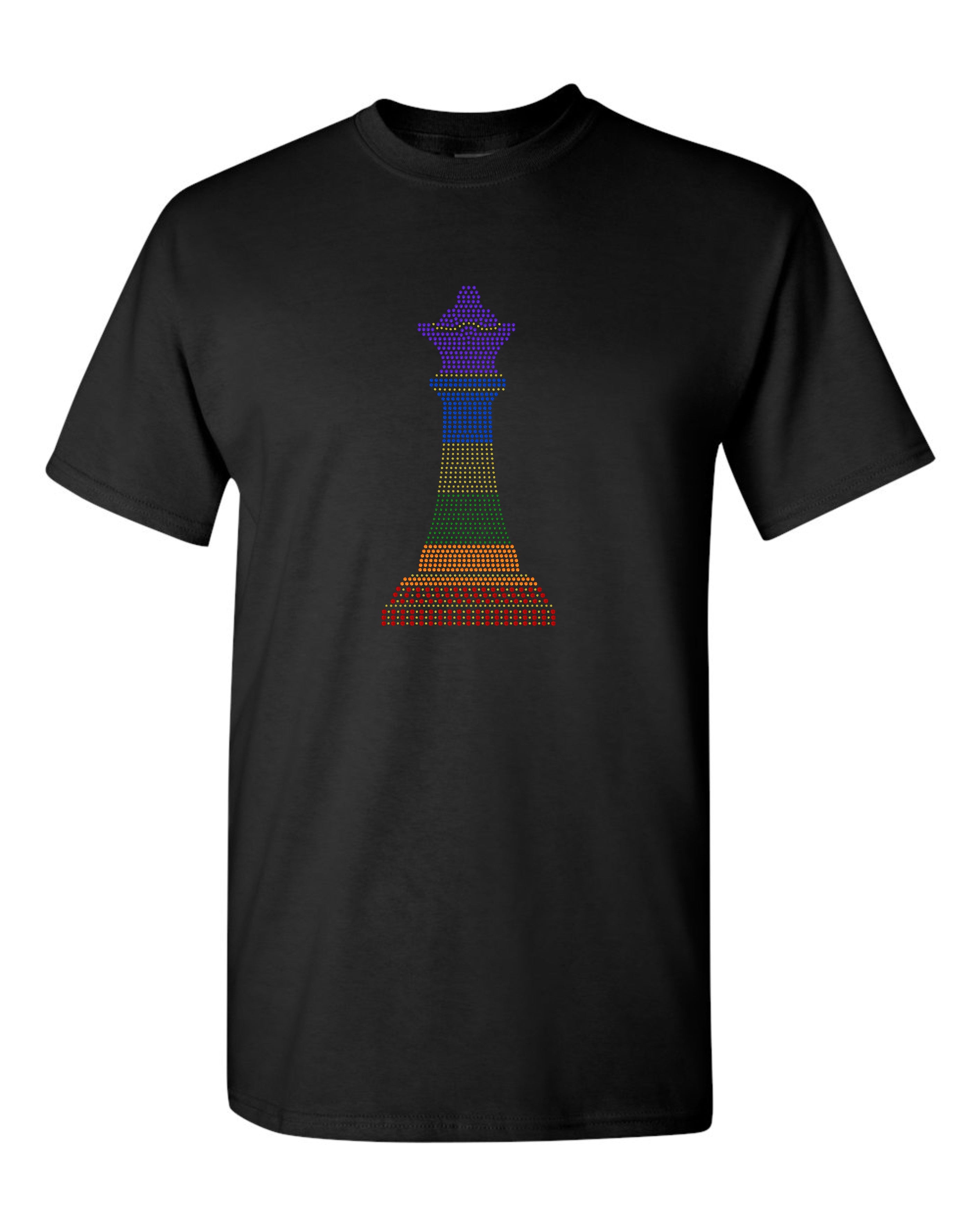 Pride Queen Bling Tee, Sparkling Pride Bling T-Shirt, Pride Chess Piece Tee, Tank or Sweatshirt Available - Stitch N Bling