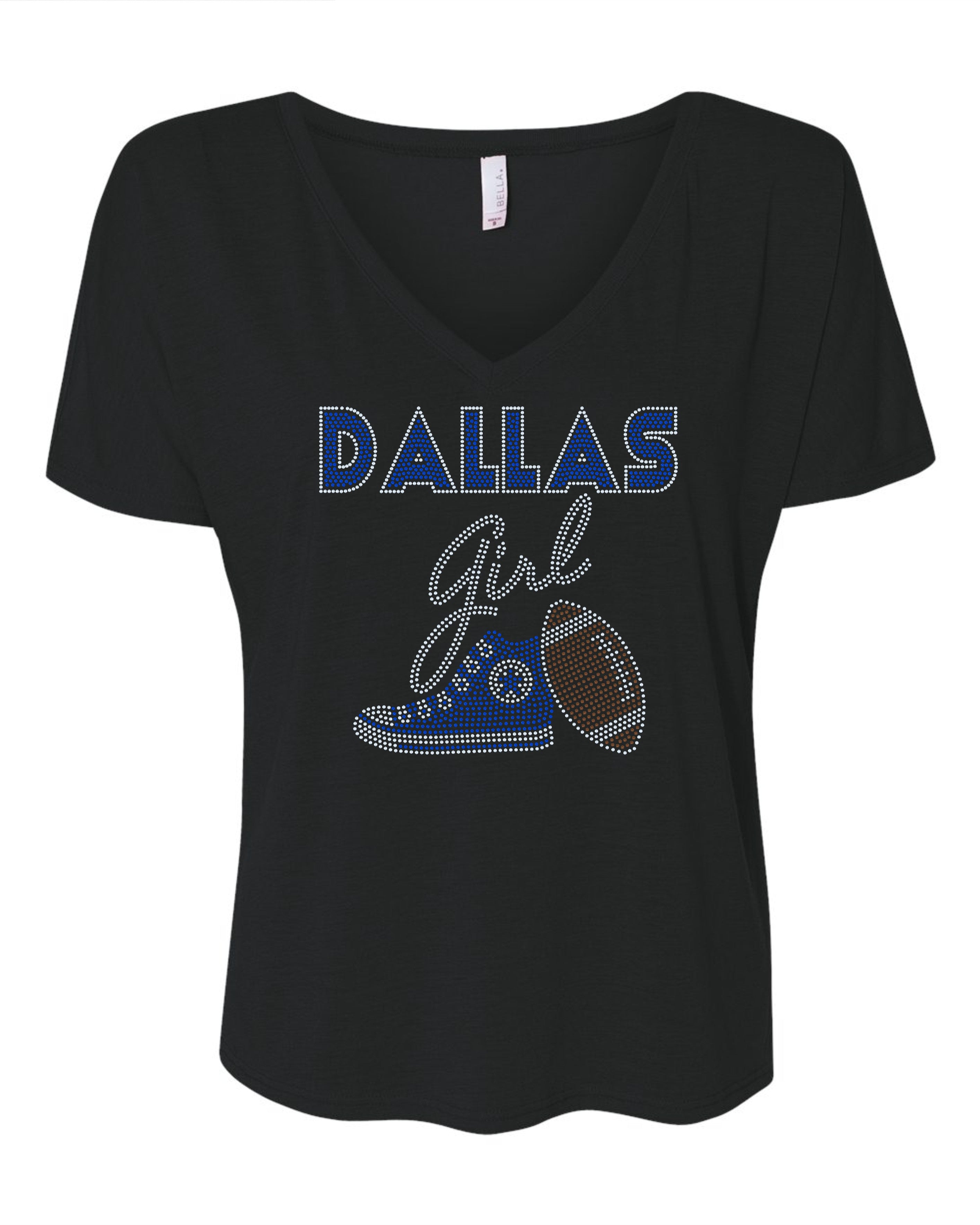 Personalized Dallas Football Bling Tee, Tennis Shoe, Dallas Girl! Personalization Optional! Tees, Long sleeve and Sweatshirts Available! - Stitch N Bling