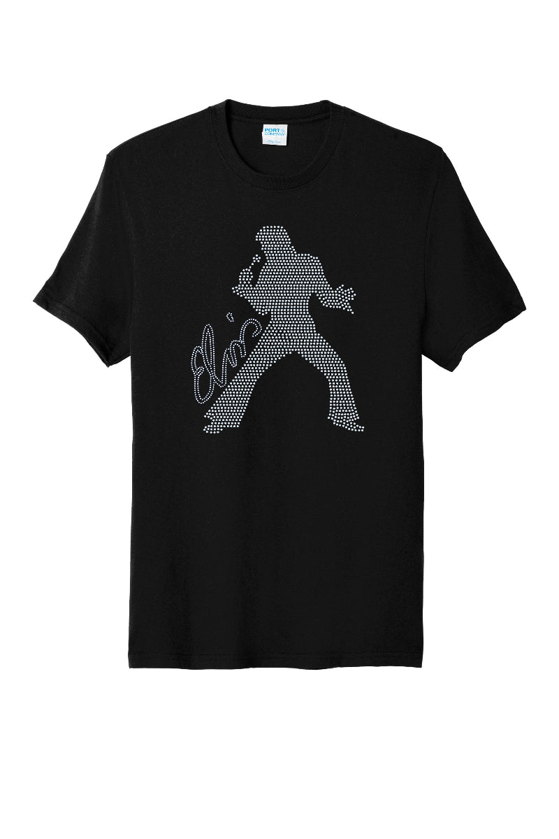 Elvis Presley Rock N Roll Silhouette Apparel – Ladies V-Neck Tee, Unisex Crewneck, Ladies Long Sleeve V-Neck Shirt, Unisex Sweatshirt