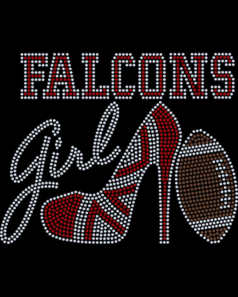 Atlanta Falcons Girl High Heel Football Bling Apparel -  Ladies V-Neck Tee, Unisex Crewneck, Ladies Long Sleeve V-Neck Shirt, Unisex Sweatshirt
