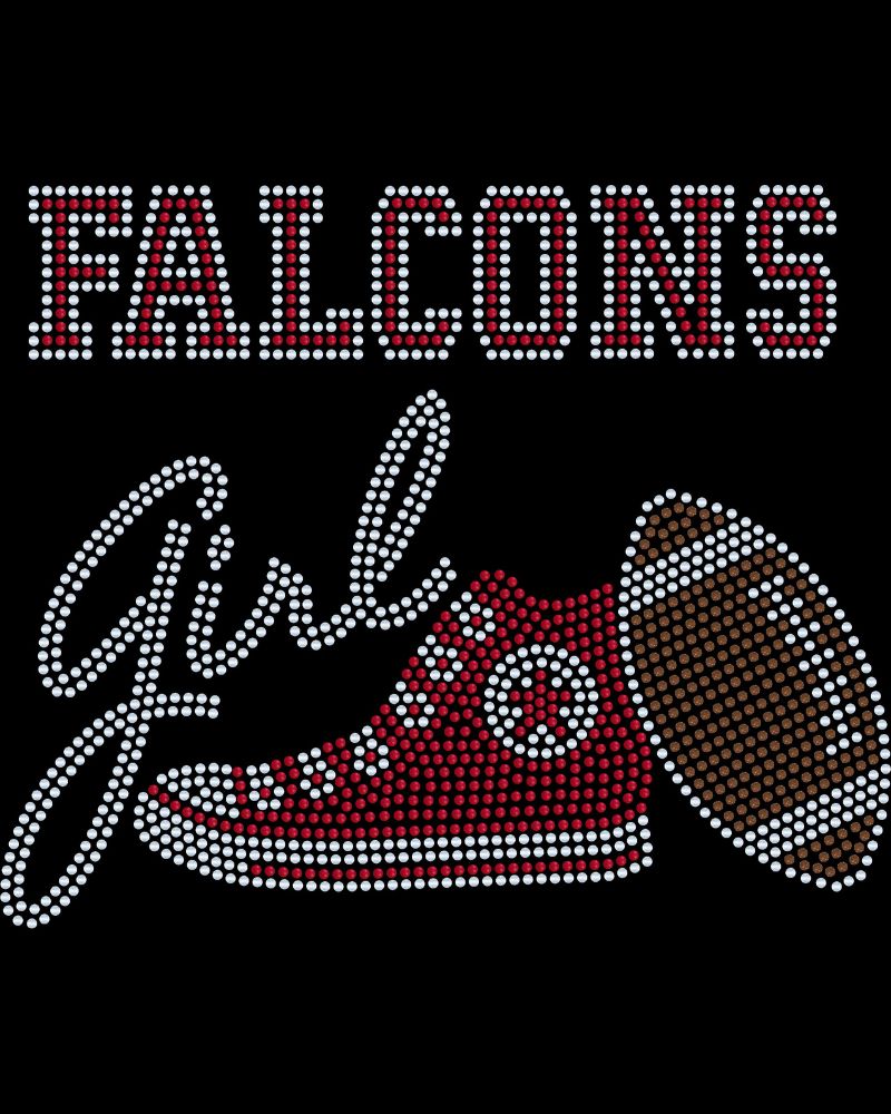 Atlanta Falcons Girl Tennis Shoe Football Bling Apparel – Ladies V-Neck Tee, Unisex Crewneck, Ladies Long Sleeve V-Neck Shirt, Unisex Sweatshirt
