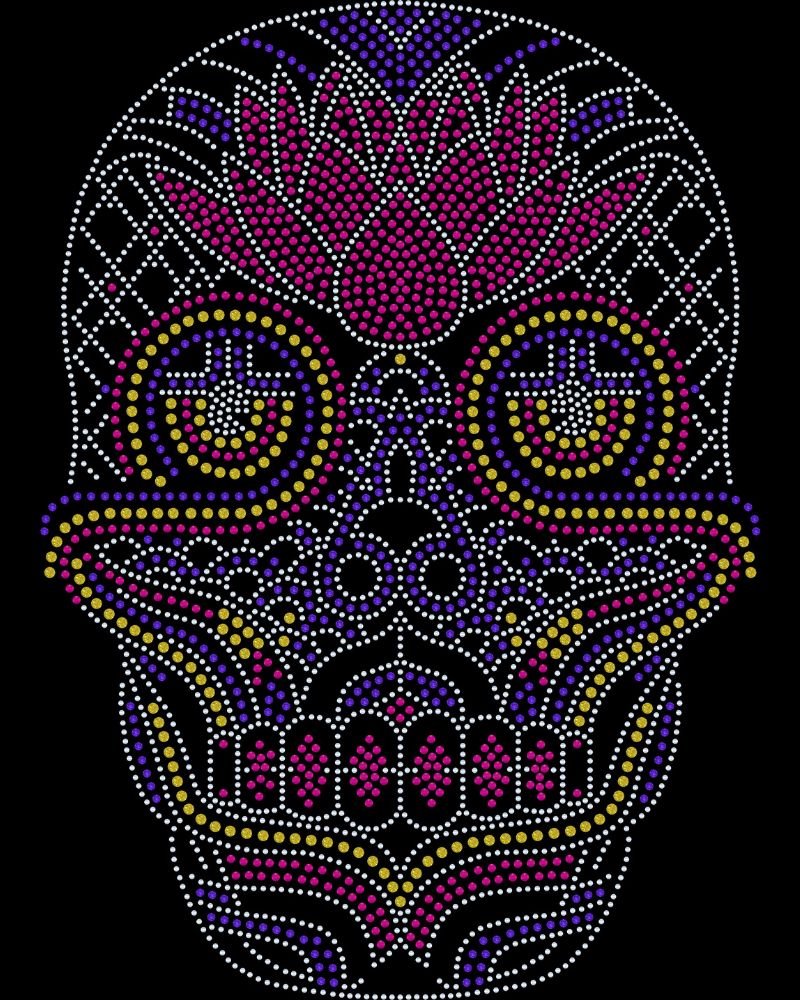Sugar Skull – Día de los Muertos Sparkle Bling Apparel – Ladies V-Neck Tee, Unisex Crewneck, Ladies Long Sleeve V-Neck Shirt, Unisex Sweatshirt
