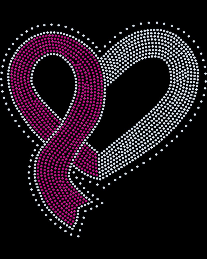 Heart of Hope Breast Cancer Awareness Ribbon Apparel – Ladies V-Neck Tee, Unisex Crewneck, Ladies Long Sleeve V-Neck Shirt, Unisex Sweatshirt Choose your Ribbon Color Bling