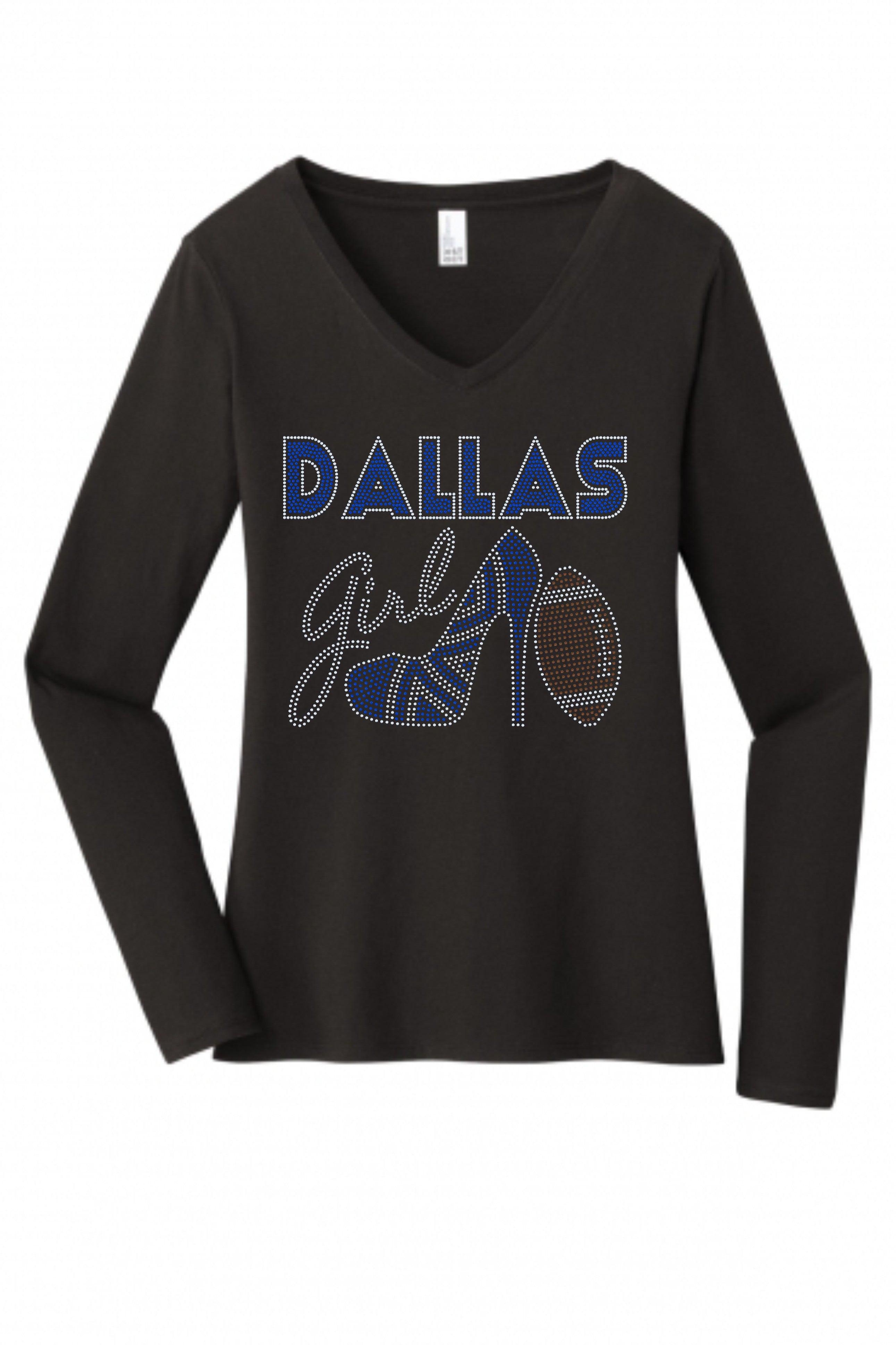 Personalized Dallas Football Bling Tee, High Heel Shoe, Dallas Girl! Personalization Optional! Tees, Long sleeve and Sweatshirts Available! - Stitch N Bling