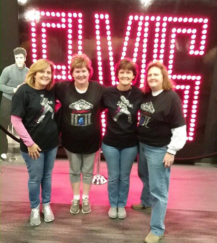 Elvis Presley Name Scatter Bling Tee, long sleeve or Sweatshirt! Elvis Bling in Red, Silver, Gold spangles or any custom color! - Stitch N Bling