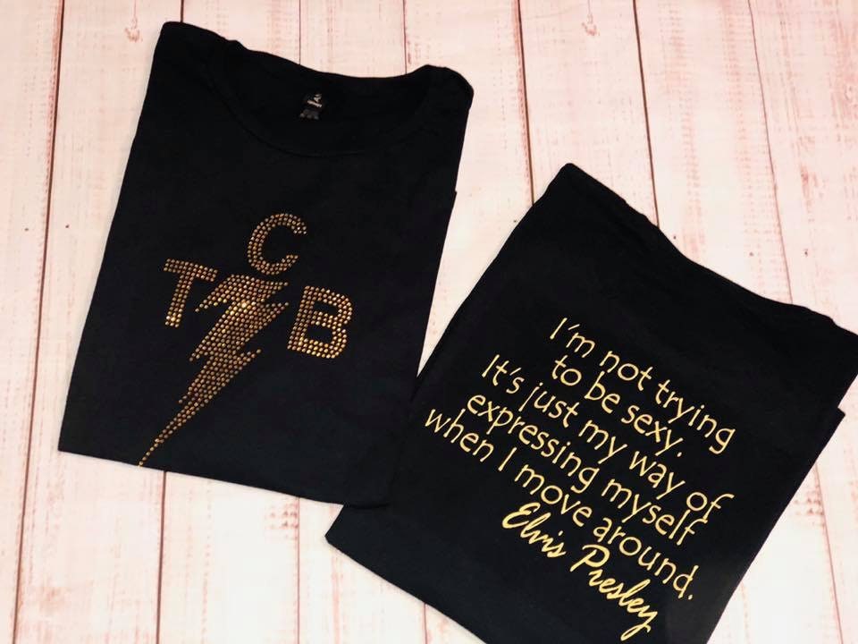 Elvis Presley TCB Bling Tee or Bag! Option for Quote on Back or Custom Saying. Elvis Bling / Personalization available upon request - Stitch N Bling