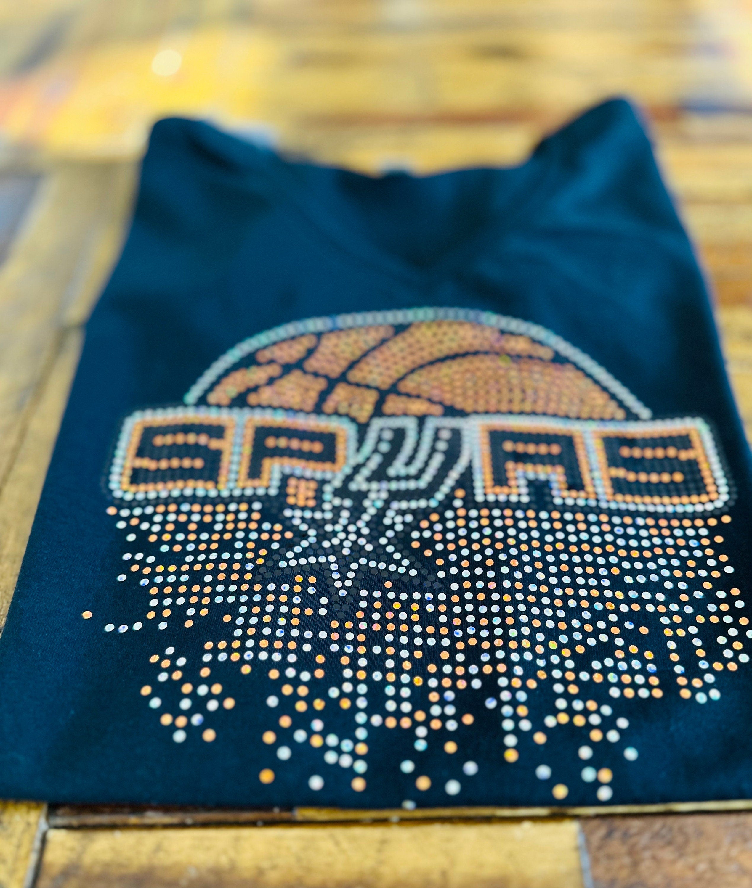 Spurs Tee / Basketball Bling Tee / San Antonio Tee / Sports Tee - Stitch N Bling