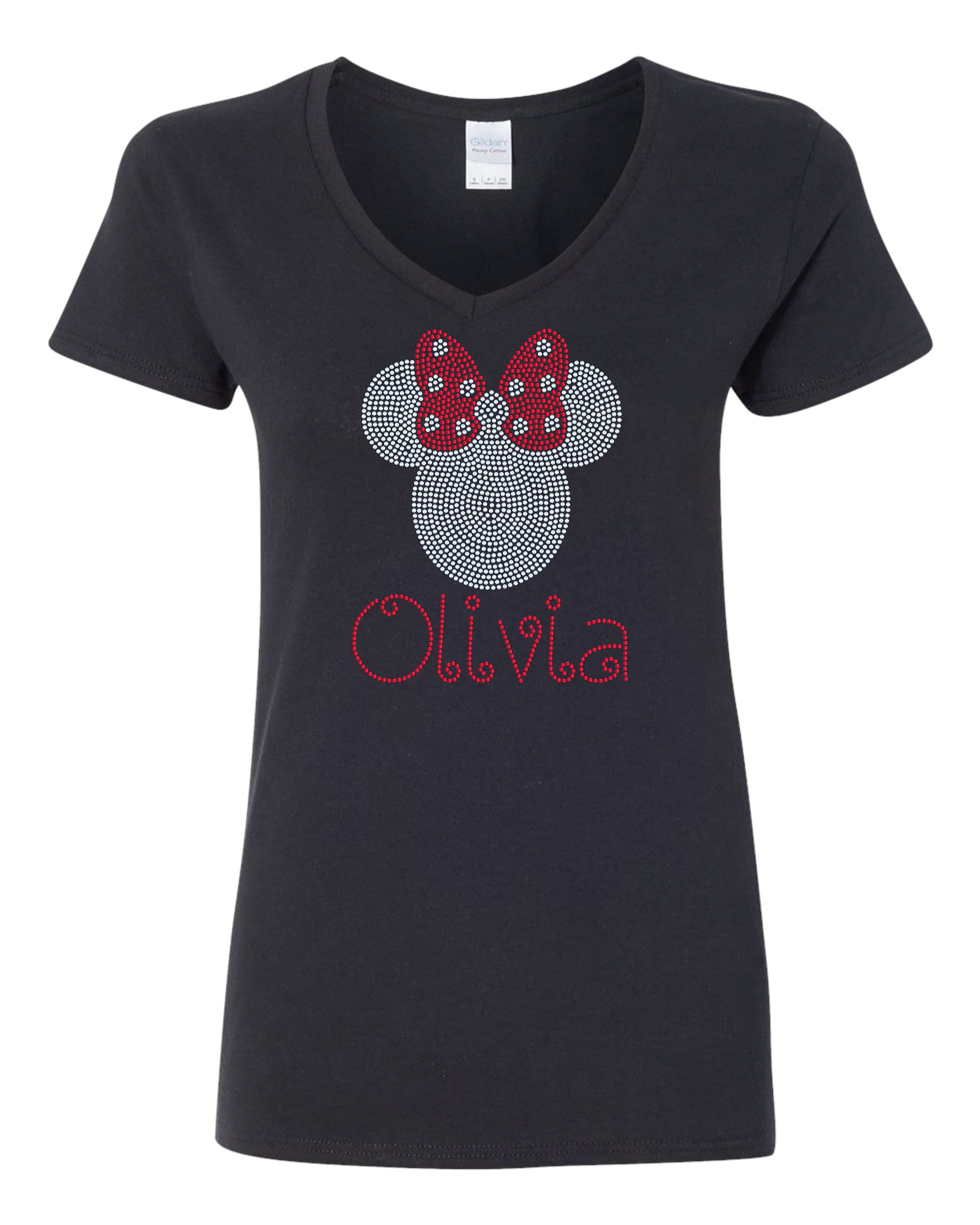Personalized Mouse Bling/ Girl Mouse Tee/ Children & Adult Sizes Available, Sweatshirts - Stitch N Bling