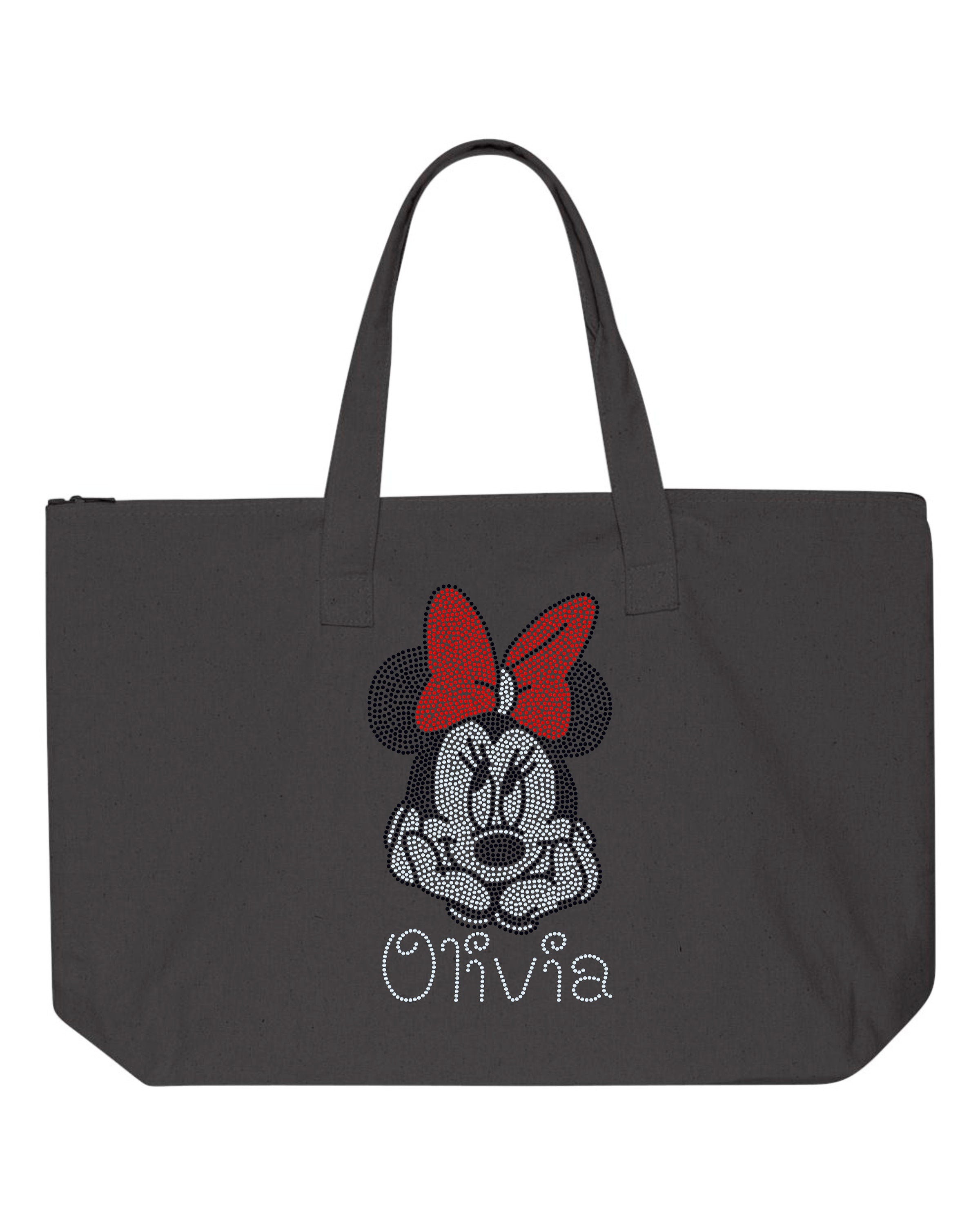 Personalized Minnie Mouse Bling Bag /Mini Bag / Zippered Tote bag Personalization! - Stitch N Bling