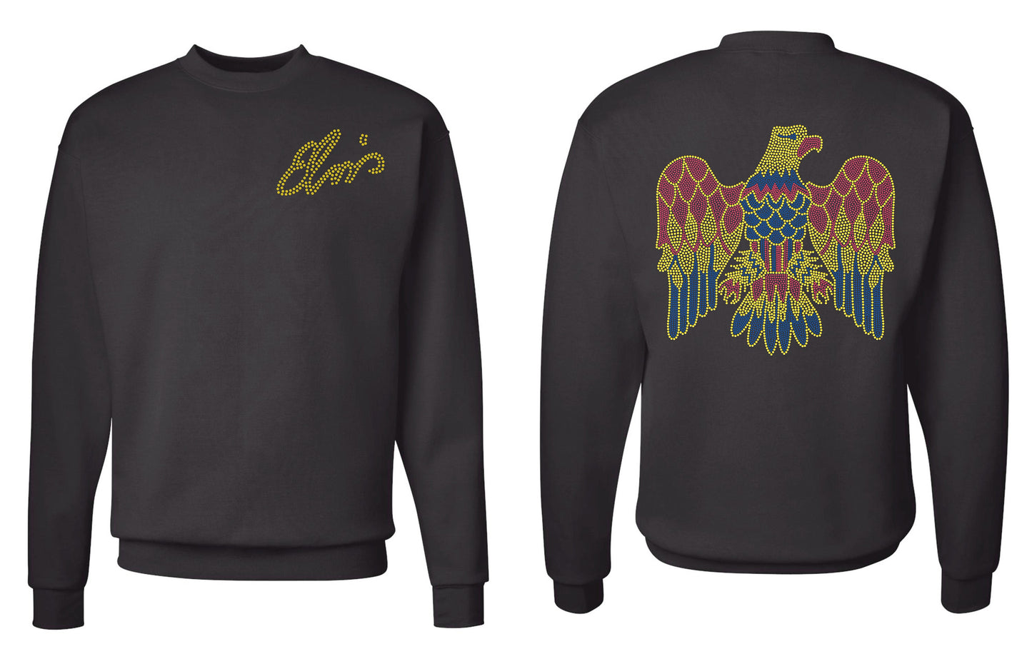 Elvis Eagle Bling Zippered Jacket, Zippered Hoodie or Sweatshirt! Full Sized Elvis Cape Eagle / Extra Large Elvis Design with Bling! - Stitch N Bling