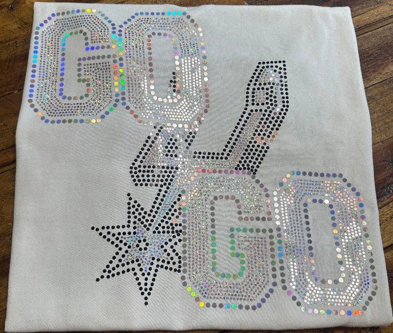 Go Spurs Go Bling Tee / Basketball Bling Tee / San Antonio Tee / Sports Tee - Stitch N Bling