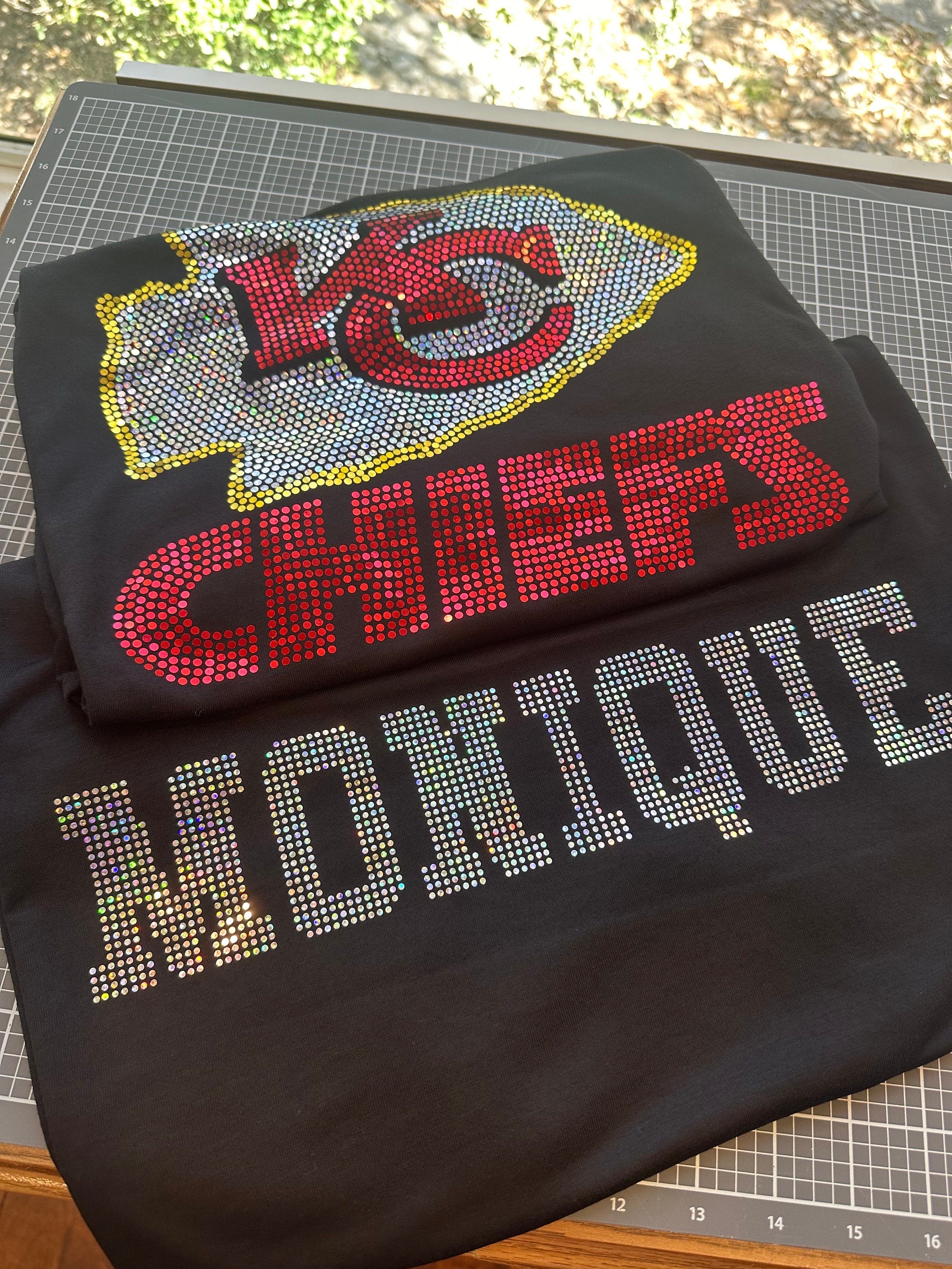 Personalized Kansas City Chiefs Bling Tee, Converse Tennis Shoe, Chiefs Girl, Personalization Optional! Long sleeve and Sweatshirts! - Stitch N Bling