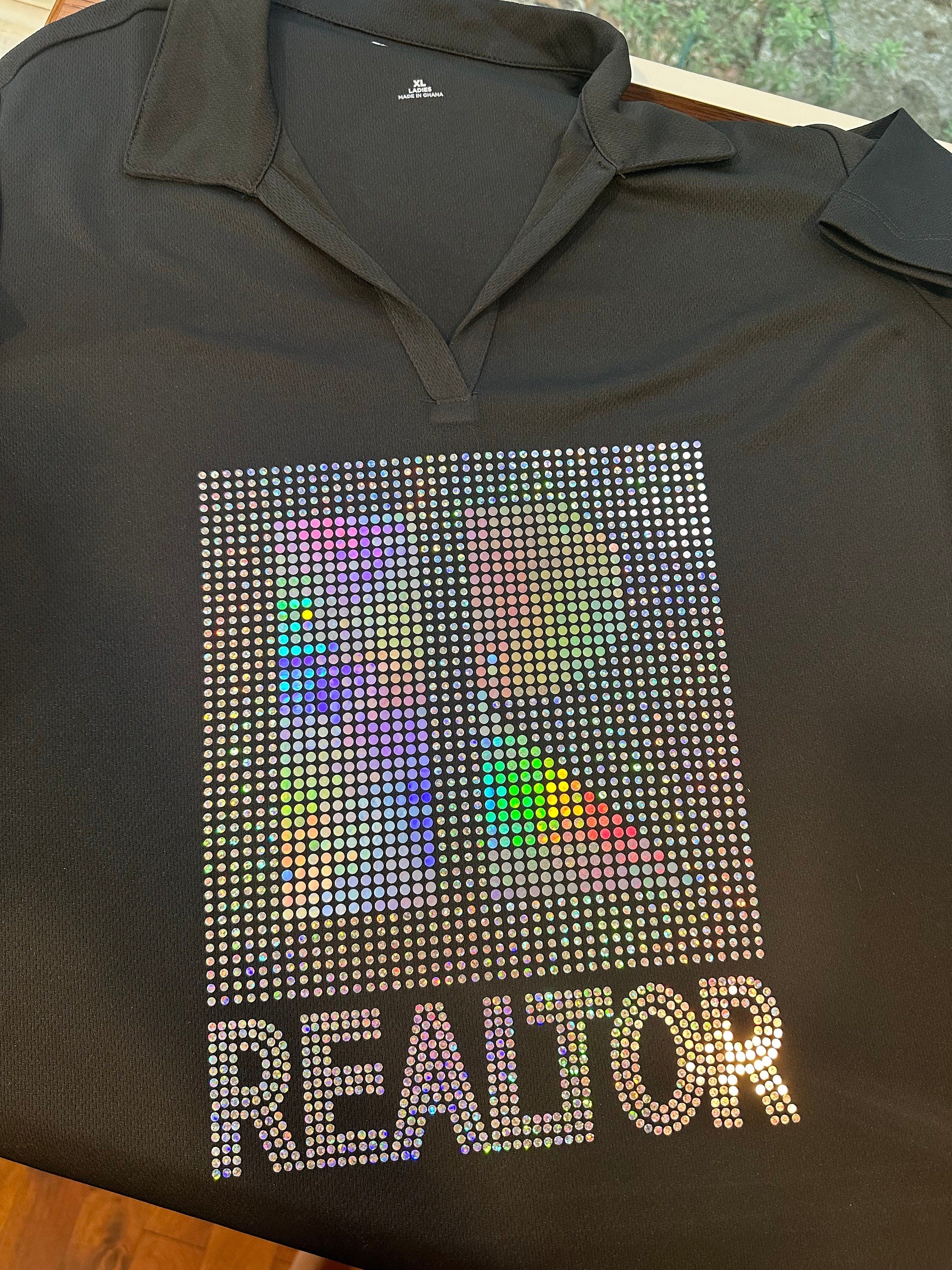 Ask Me About Real Estate Bling Shirt / Real Estate Work Polo or T-Shirt Sparkly Spangle Collared Tee - Stitch N Bling