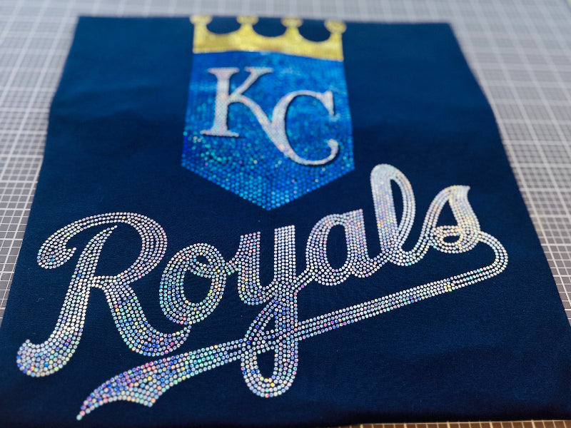 Kansas City Royals Bling / Baseball Sparkle/ KC Royals Sports Bling Navy or Black Tee or Tank - Stitch N Bling