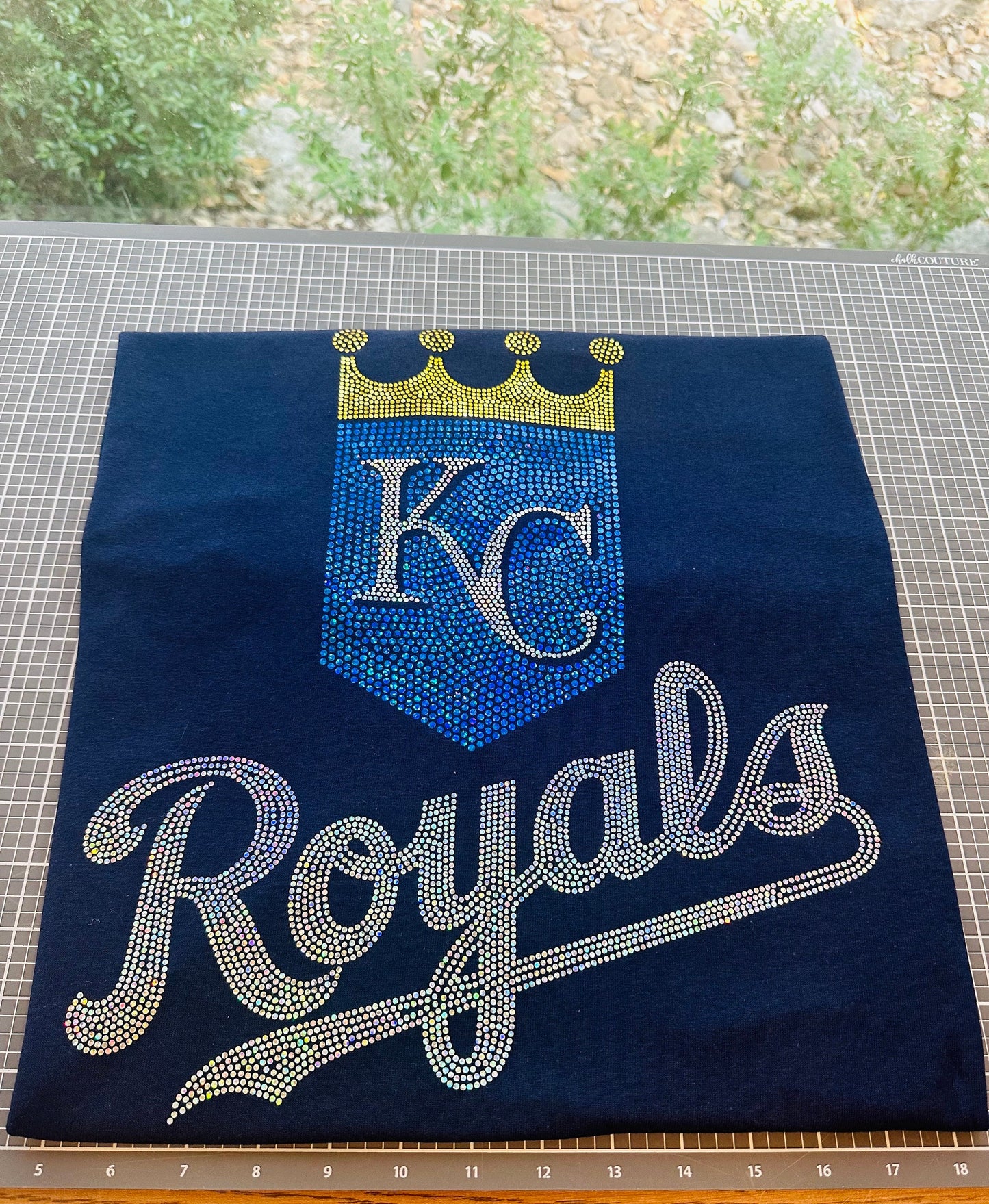 Kansas City Royals Bling / Baseball Sparkle/ KC Royals Sports Bling Navy or Black Tee or Tank - Stitch N Bling
