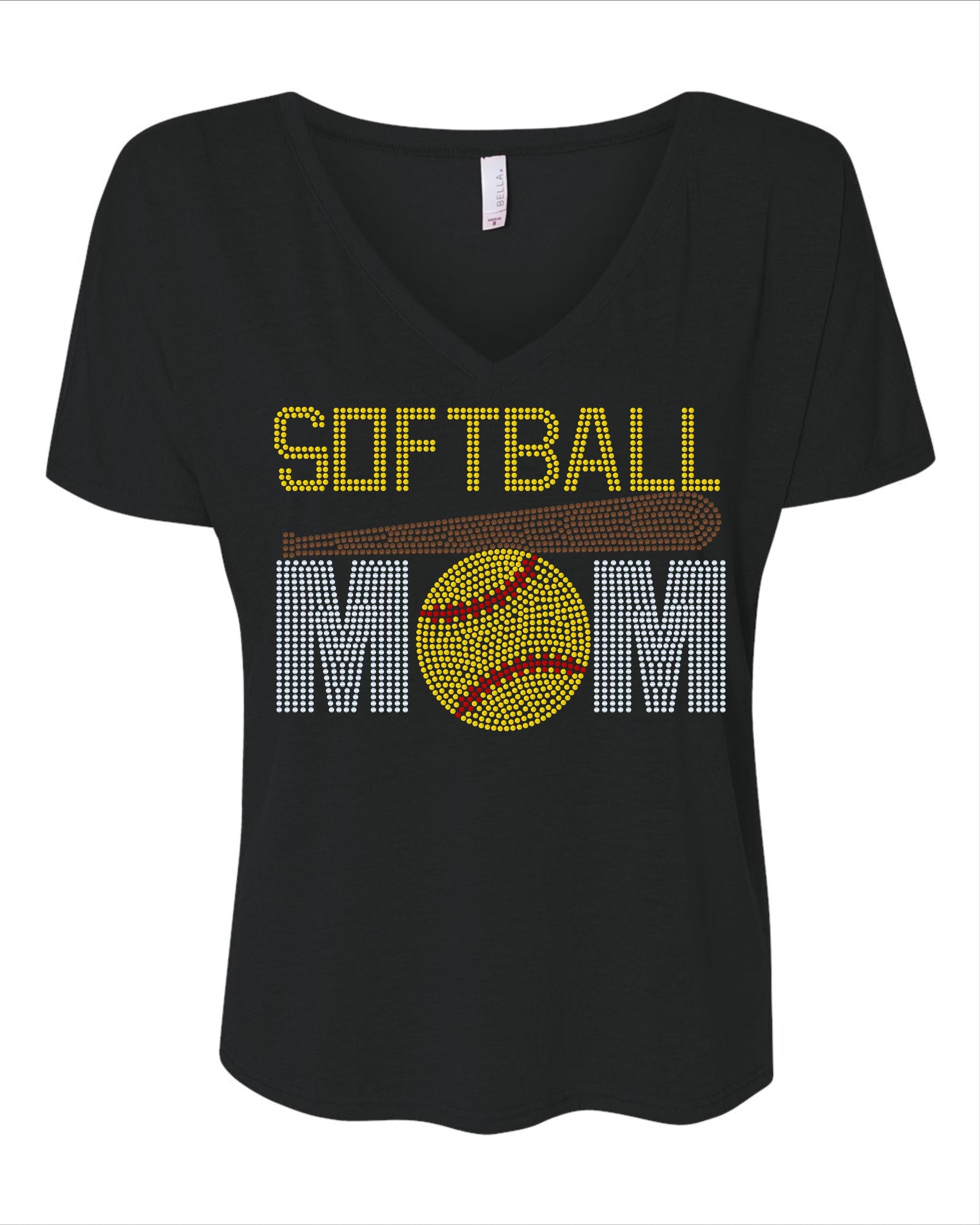 Softball MOM Tee! Softball Mom Sparkle Bling Tee / Softball Mom with Bat Tee, Tank or Sweatshirt - Stitch N Bling