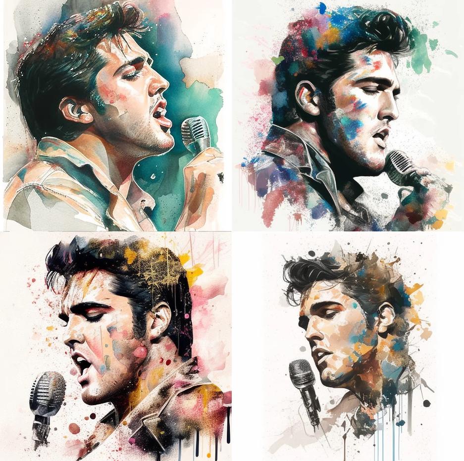 Elvis Presley Singing Watercolor 1 Tee! Personalization available! Kids Sizes/ Personalize with Quote or Lyrics on Back! - Stitch N Bling