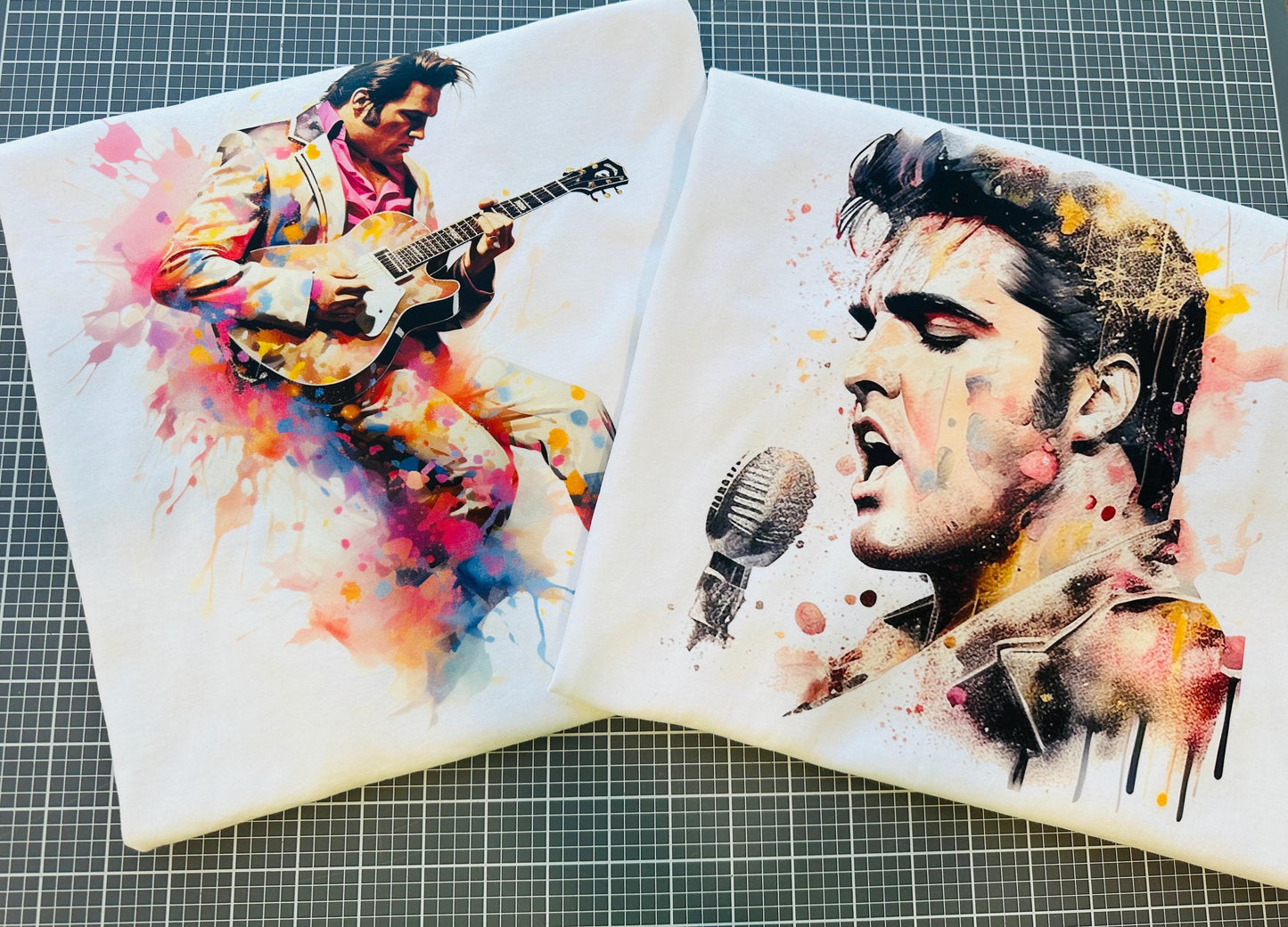 Elvis Presley Singing Watercolor 1 Tee! Personalization available! Kids Sizes/ Personalize with Quote or Lyrics on Back! - Stitch N Bling