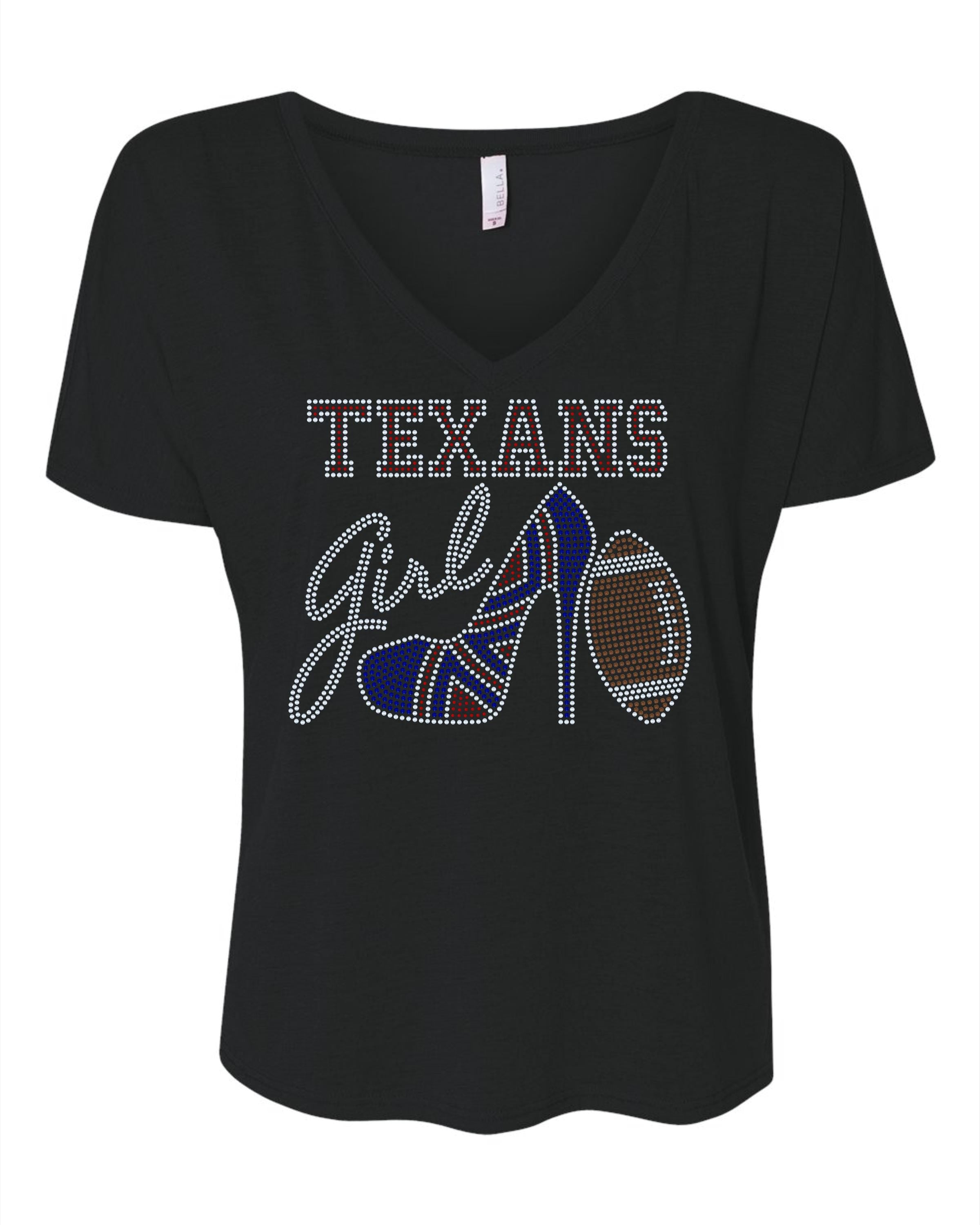 Personalized Houston Texans Bling Tee, High Heel Shoe, Texans Girl, Personalization Optional! Sweatshirts and Long sleeve Available! - Stitch N Bling