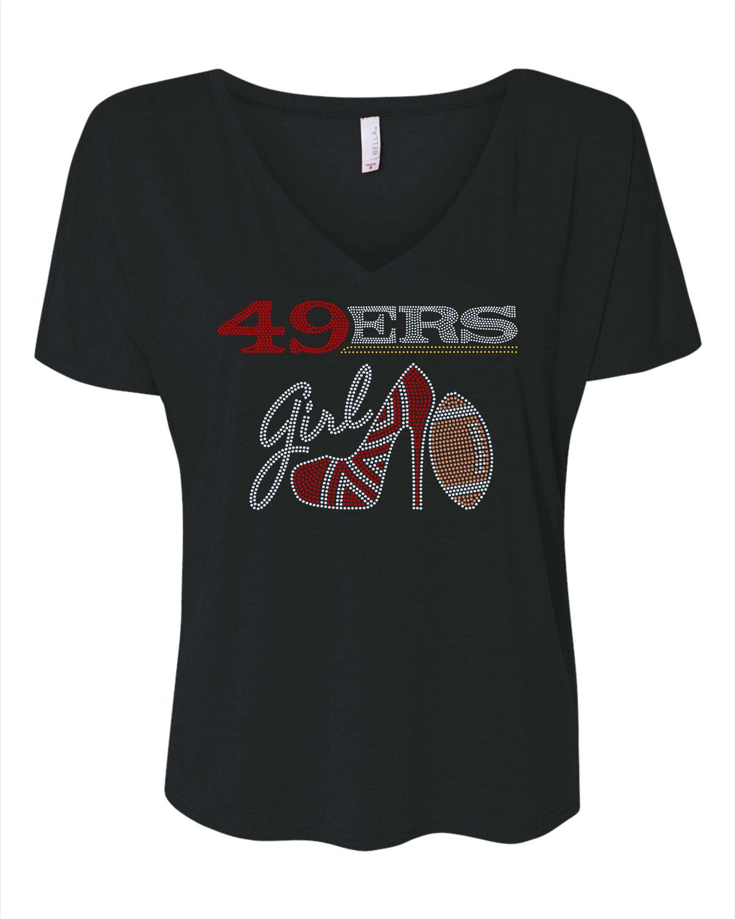 Personalized San Francisco Bling Tee, High Heel Shoe, Bling Shoe, Girl, Optional Personalization Name & Number Tee! - Stitch N Bling