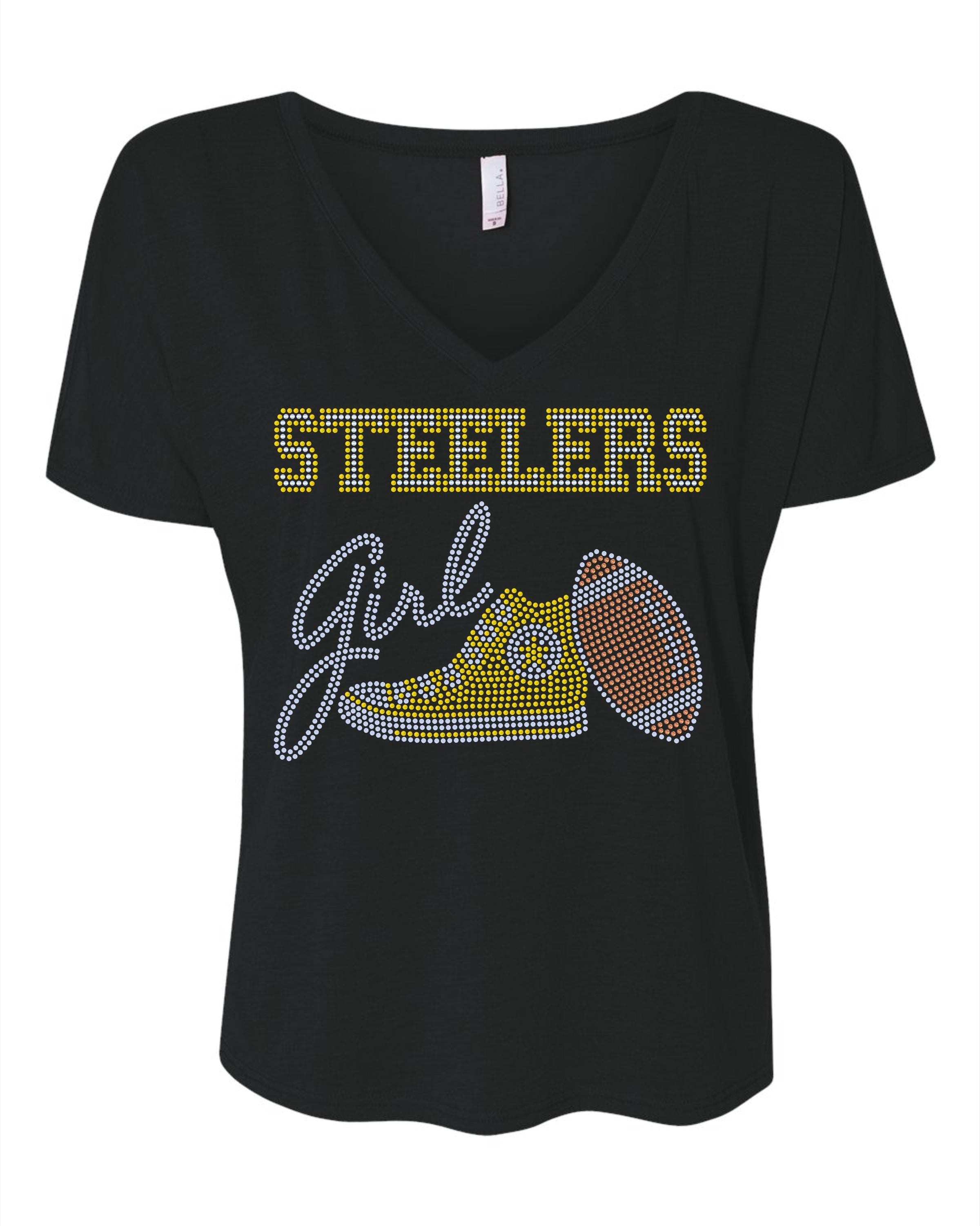 Pittsburgh Steelers Bling Tee, Converse Tennis Shoe, Bling Tennis Shoe, Steelers Girl, Optional Personalization Name & Number Tee! - Stitch N Bling