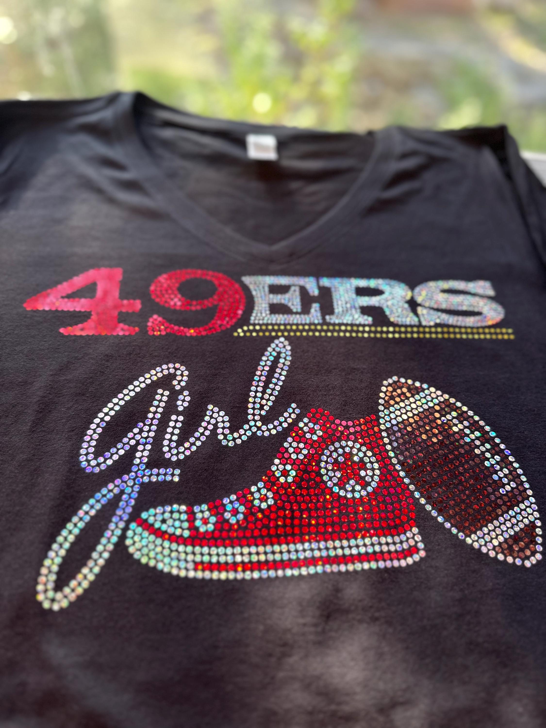 Personalized San Francisco Football Bling Tee, Converse Tennis Shoe, Bling Shoe, Girl, Optional Personalization Name & Number Tee! - Stitch N Bling